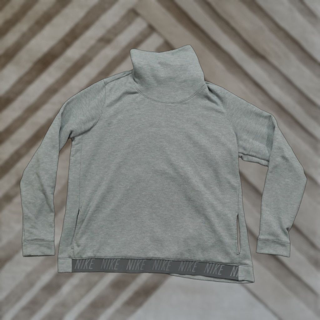 Nike VINTAGE Nike Sweatshirt Womens XL Grey Pullover Mock Neck Pockets Size XL / US 12-14 / IT 48-50 - 1 Thumbnail