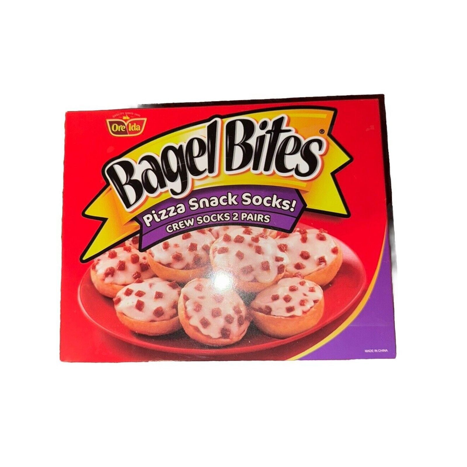 The Unbranded Brand Two Pairs Odd Sox Bagel Bites Crazy Socks Mini Pizza Bites Size ONE SIZE - 1 Thumbnail