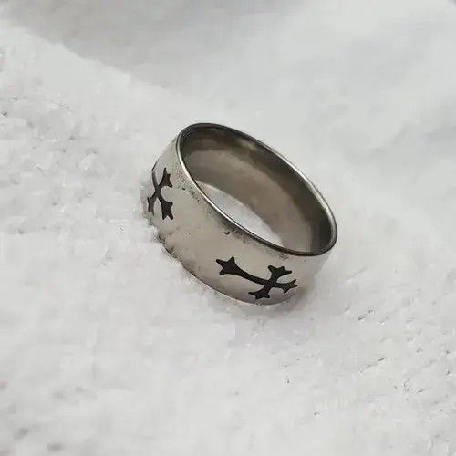 Other Silver Black Enamel Cross Ring Size - 11.50 - RGN -766 Size ONE SIZE - 3 Thumbnail