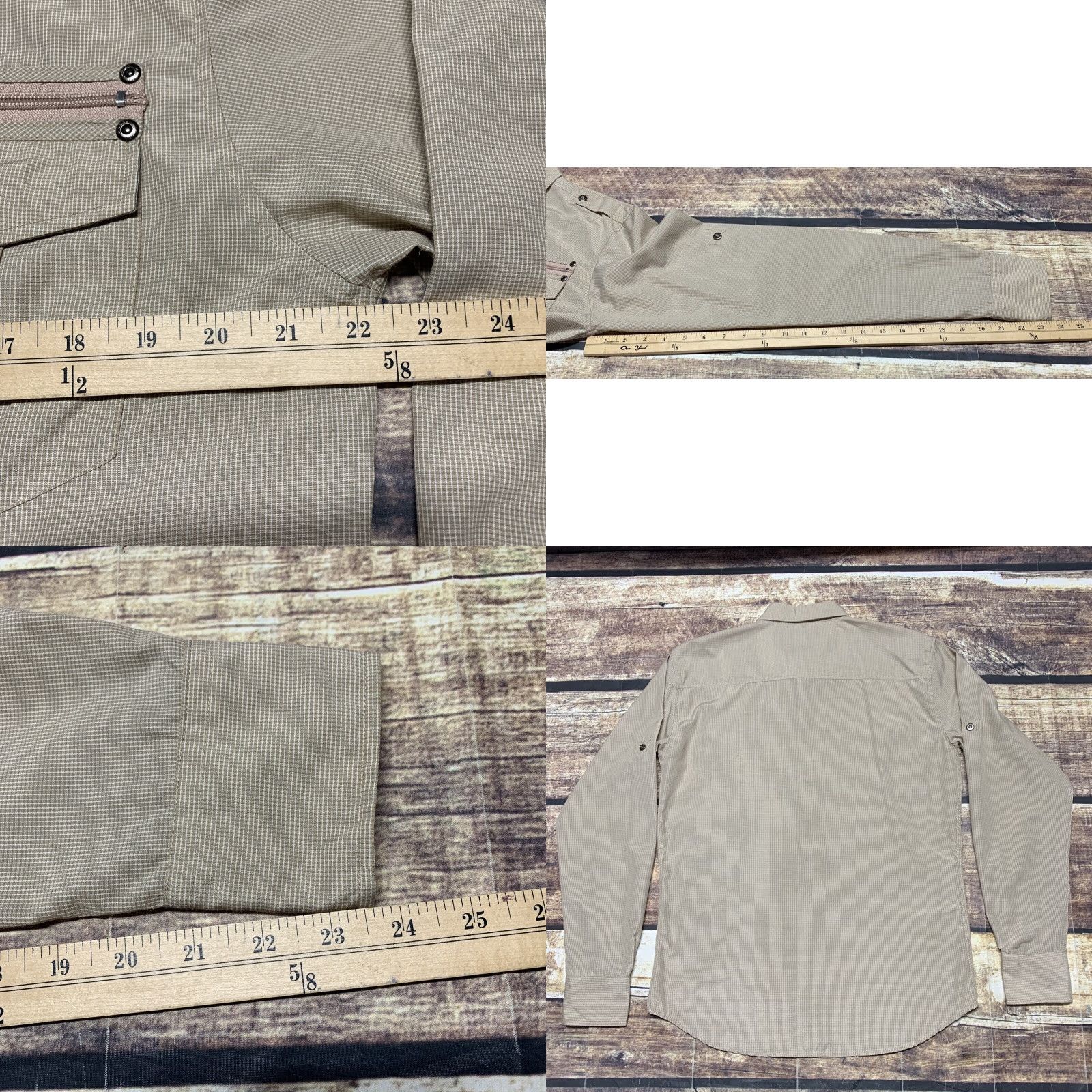 Vintage MAHRU Mens Long Sleeve Shirt Large Button-Down Light Brown Zipper Pocket Shirt Mens L Brown Button-Up 90s? Size US L / EU 52-54 / 3 - 8 Thumbnail