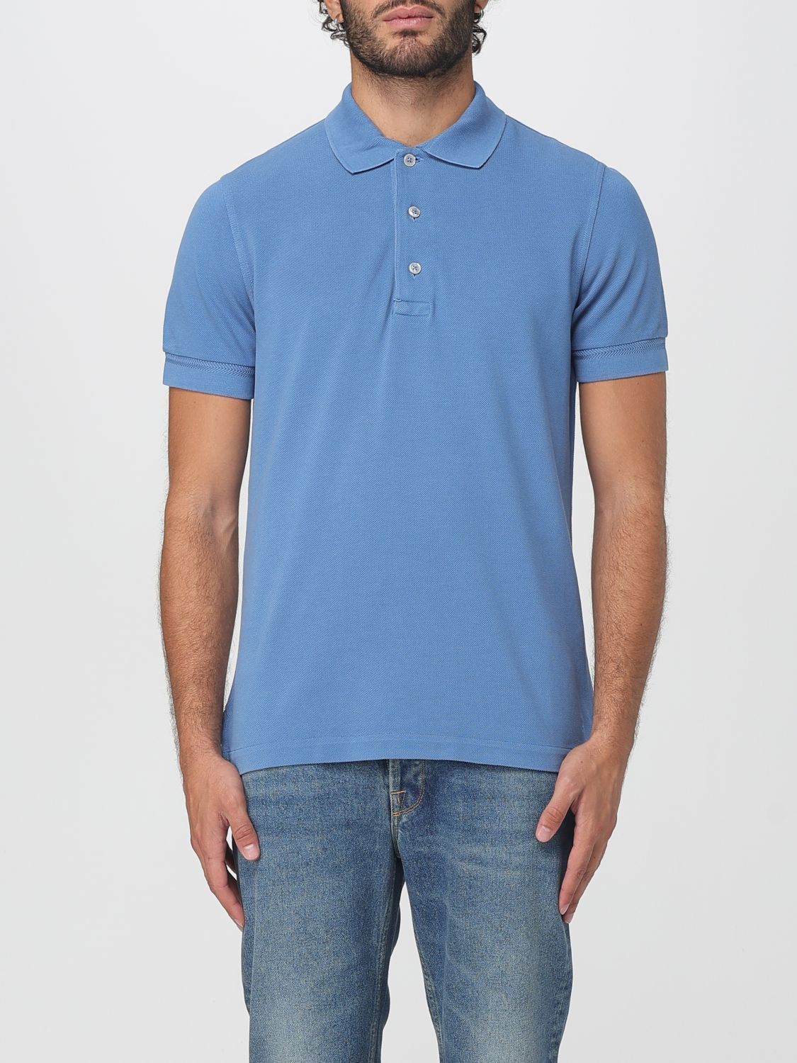 Tom Ford Tom Ford Polo Shirt Men Gnawed Blue Size US XL / EU 56 / 4 - 1 Thumbnail