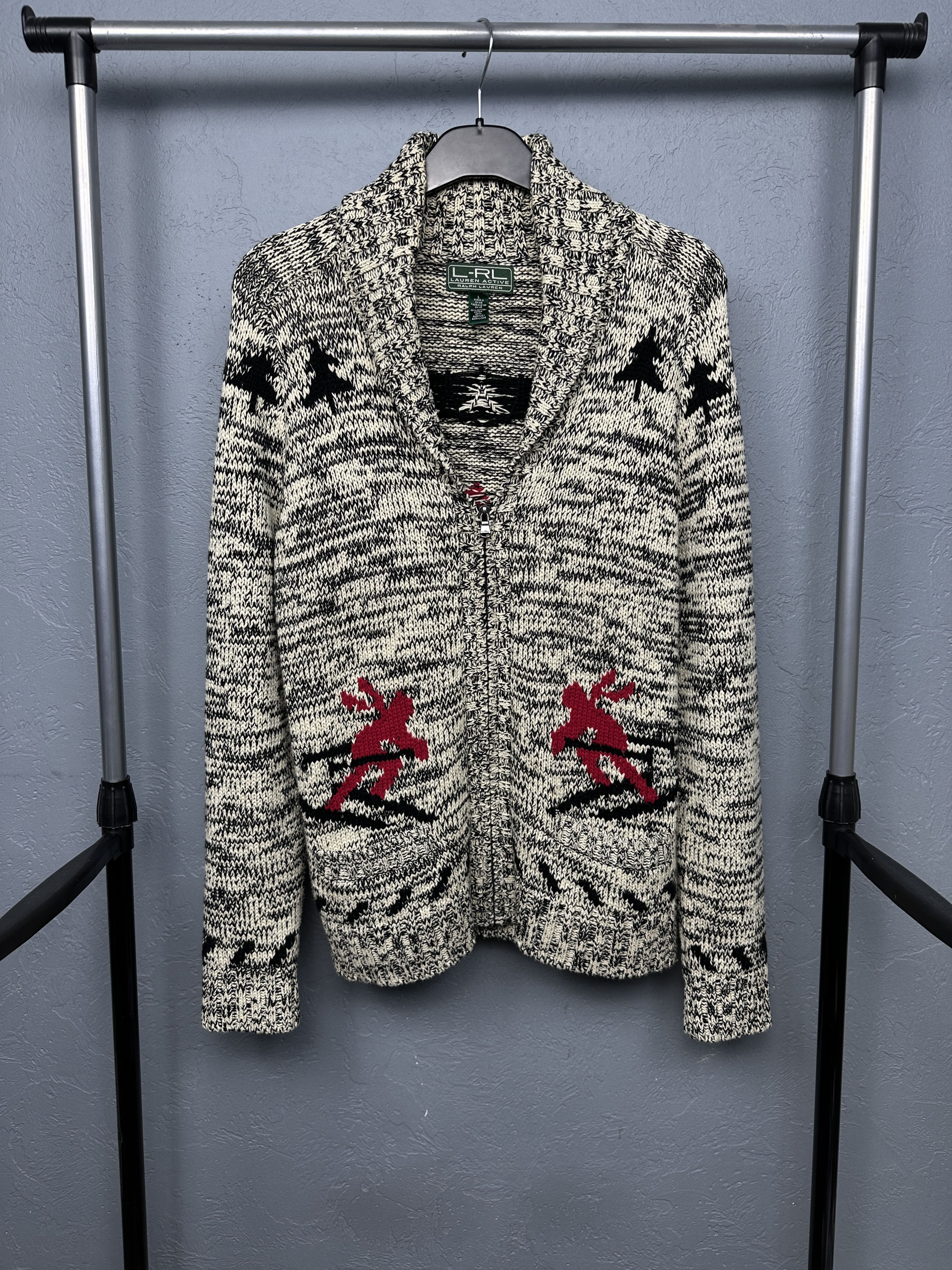 LRL Lauren Active Ralph Lauren Zip Cardigan Sweater Skier