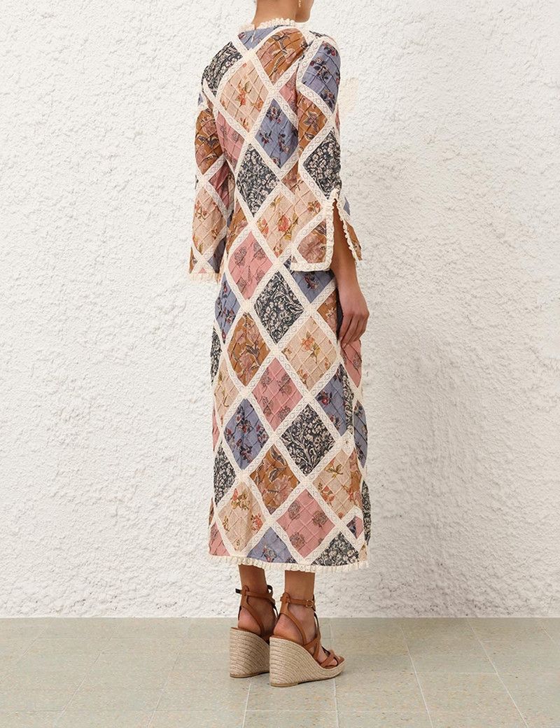 Zimmermann oc11z0226 Tallow Lace Trim Midi Dress In Multicolor Size M / US 6-8 / IT 42-44 - 4 Thumbnail