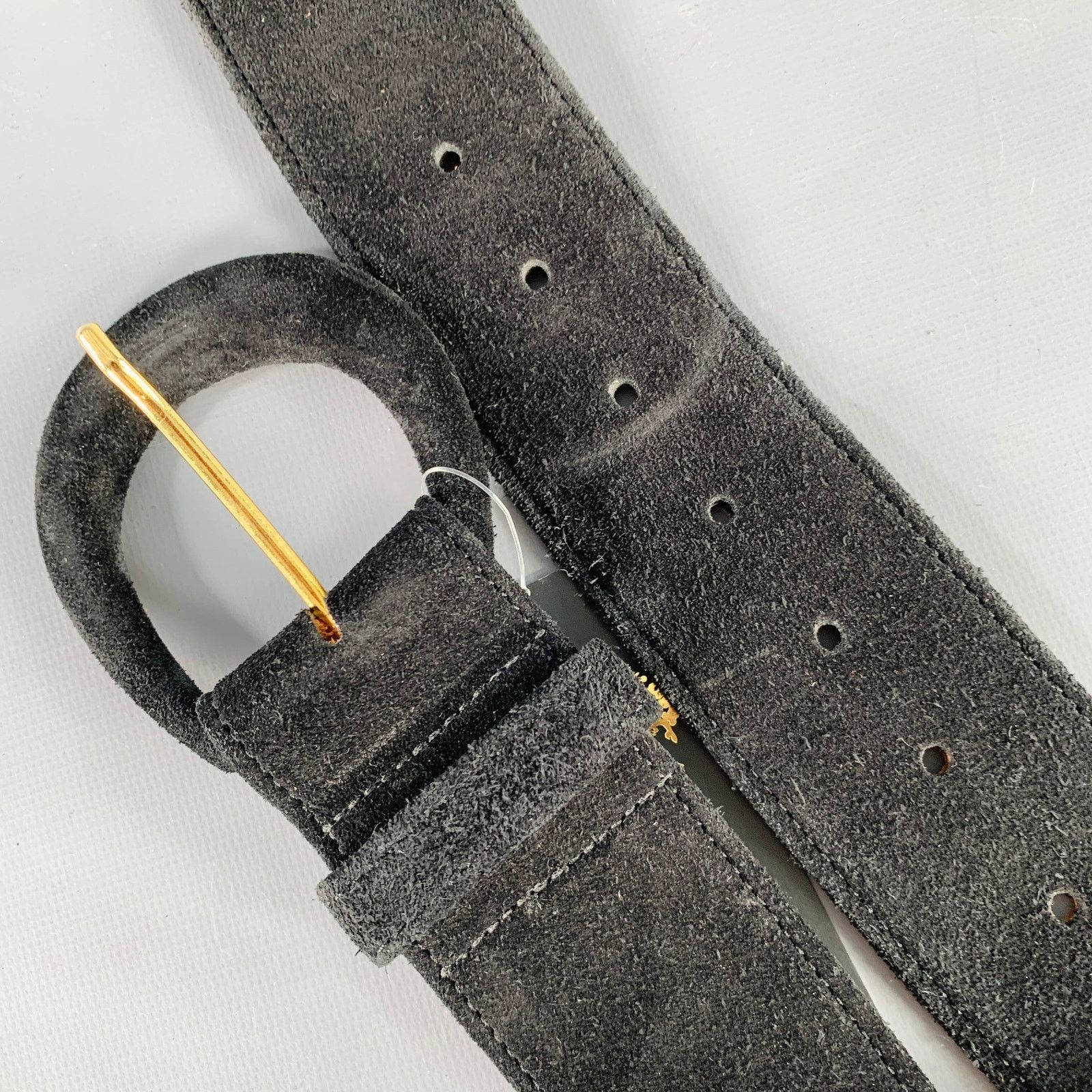 Giorgio Armani GIORGIO ARMANI Black Suede Covered Buckle Belt Size ONE SIZE - 7 Thumbnail
