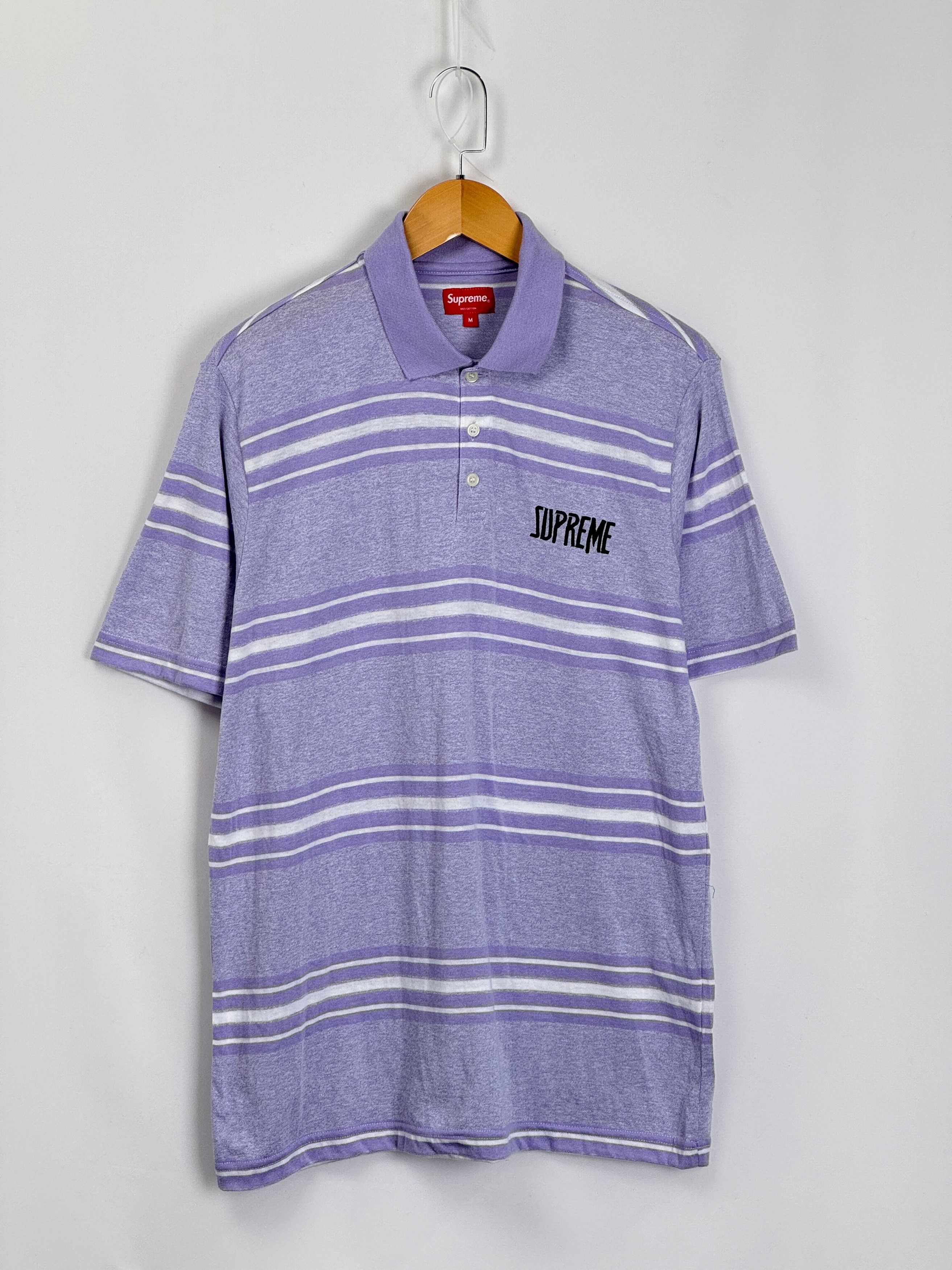 Supreme UNWORN* Supreme Heather Stripe Polo Light Purple Size US M / EU 48-50 / 2 - 1 Thumbnail