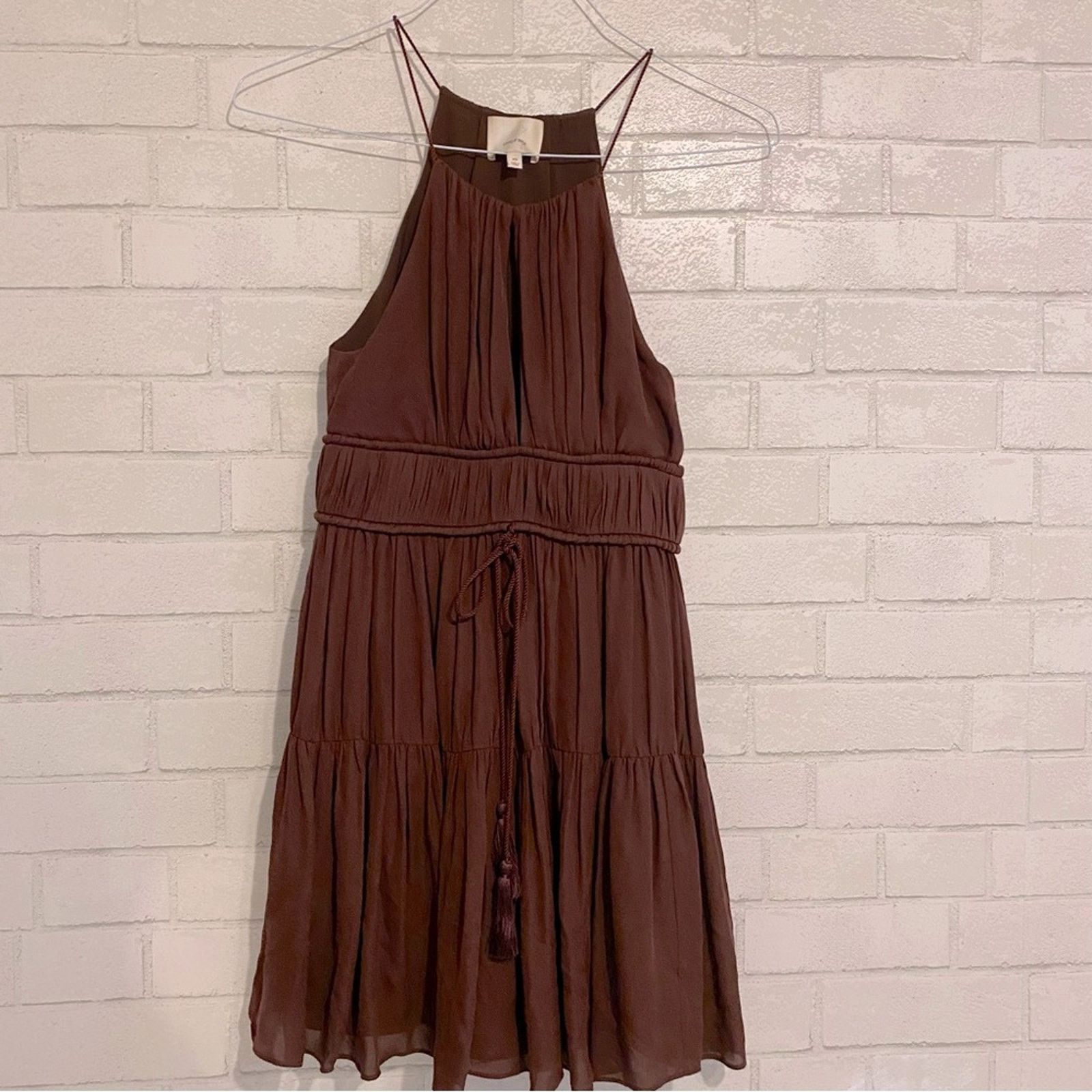 Cinq a Sept Cinq a Sept $380 Silk Lotus Dress In Rum Raisin XS EUC Size XS / US 0-2 / IT 36-38 - 4 Thumbnail