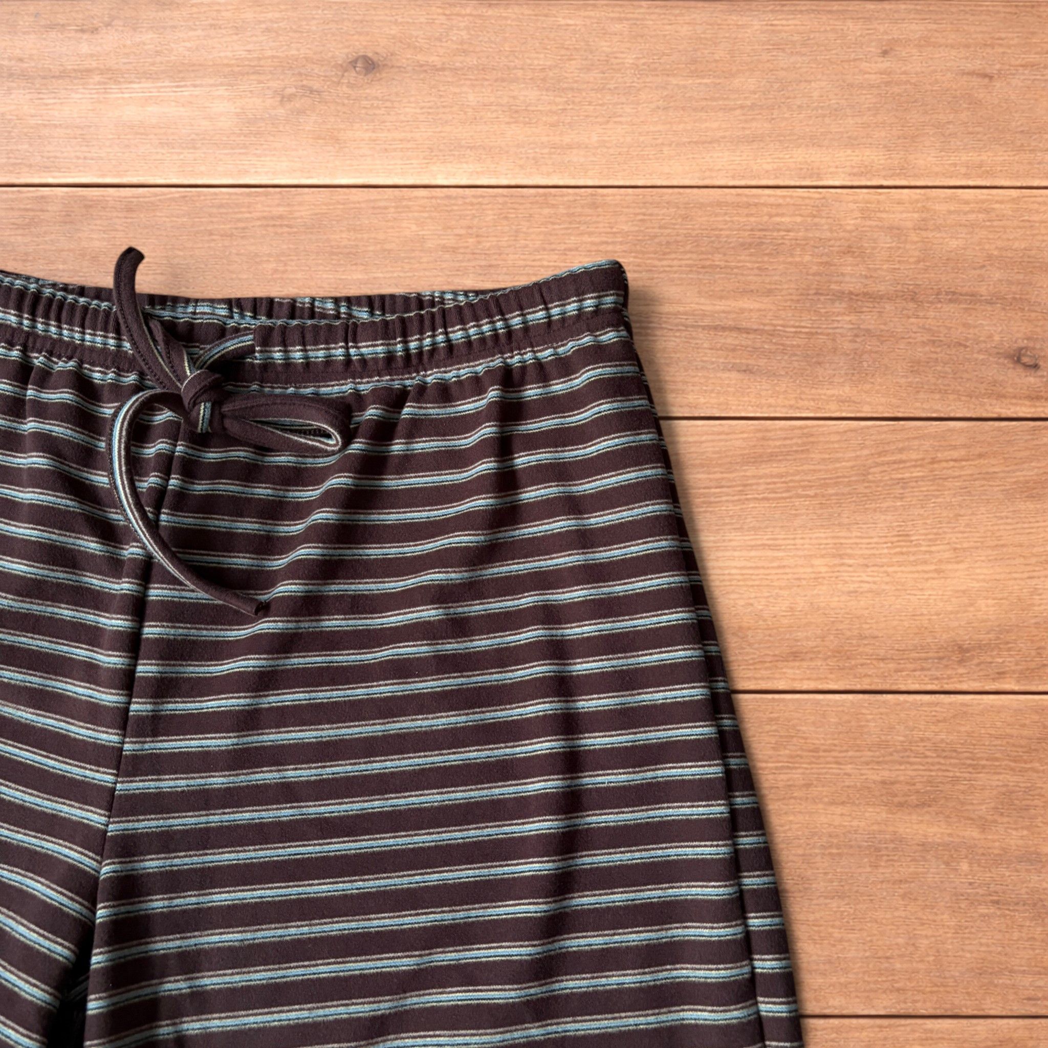 Japanese Brand Baggy wide leg striped lounge pants trousers in brown/beige. Size 32" / US 10 / IT 46 - 3 Thumbnail
