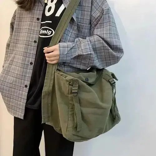 Military Style Crossbody Messenger Bag in Green, Men's