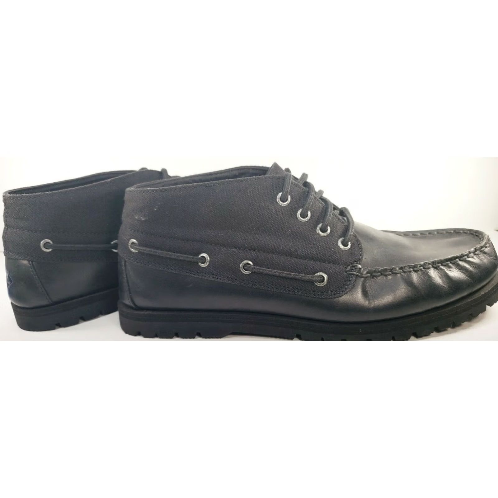 Sperry Sperry Top-Sider Leeward Mini Lug Chukka Boots STS18292 Black Leather Mens 11M Shoe, Boot, Lug, Canvas, Leather, Sperry Top-Sider Leeward, Mens, 11M Size US L / EU 52-54 / 3 - 2 Thumbnail