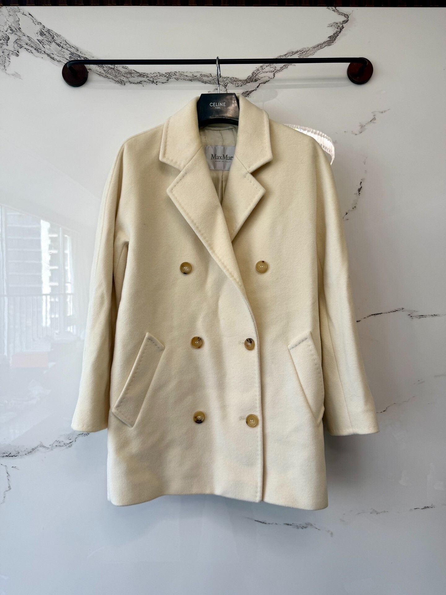 Max Mara Max Mara White Double-Breasted Coat Size S / US 4 / IT 40 - 1 Thumbnail