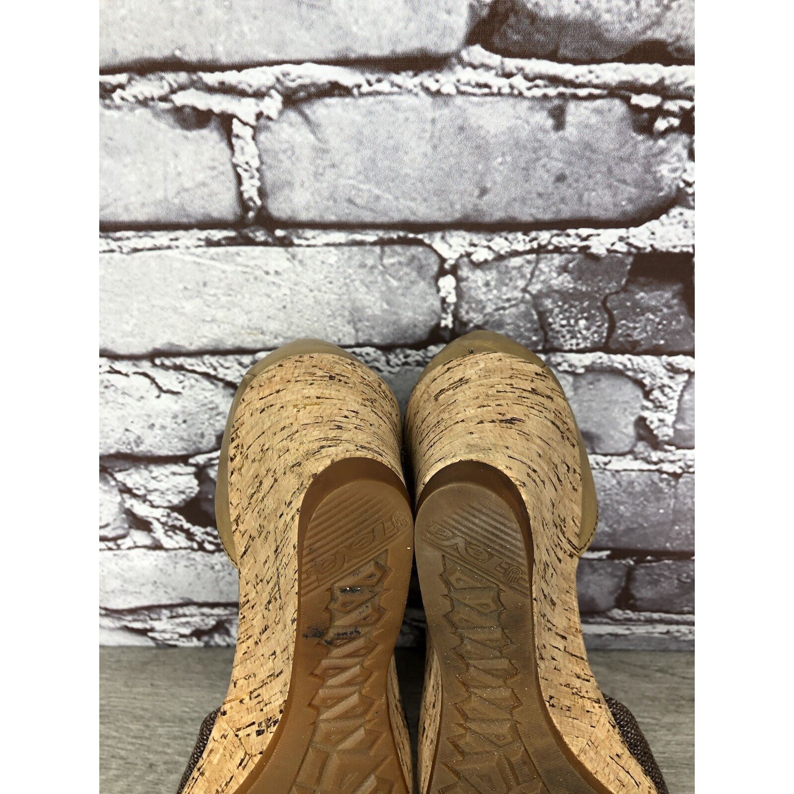 Teva Teva Riviera Grey Brown Mary Jane Cork Wedge Shoes Women 7.5 Size US 7.5 / IT 37.5 - 21 Thumbnail