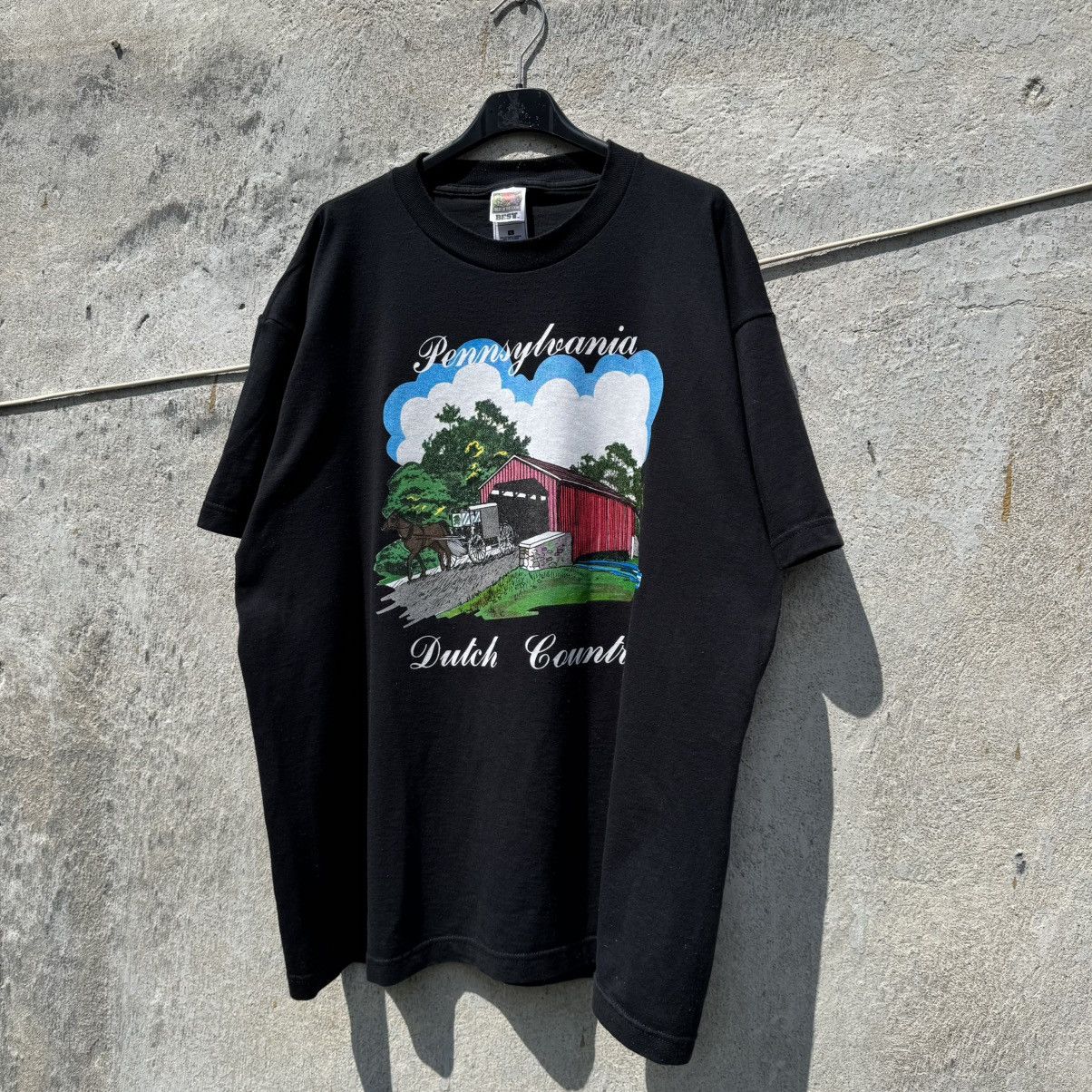 Fruit Of The Loom 90s Vintage Pennsylvania Dutch Country Cottage Tee Cute FOTL Size US XL / EU 56 / 4 - 8 Thumbnail