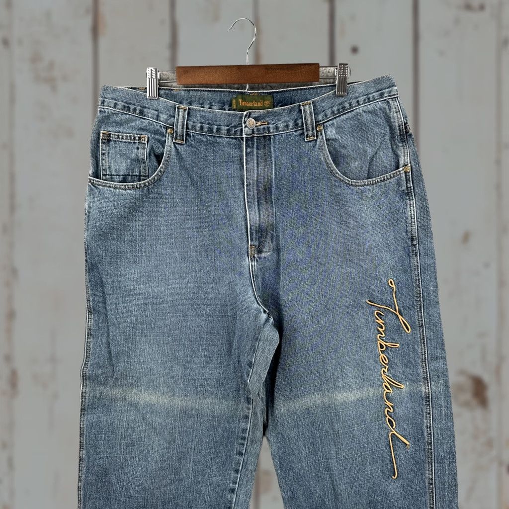 Timberland VINTAGE Timberland Jeans Mens 38x34 90s Hip Hop Baggy Wide-Leg Embroidered Logo Blue Size US 38 / EU 54 - 1 Thumbnail