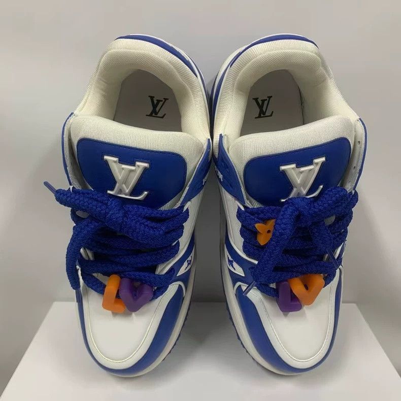 Louis Vuitton lv trainer white blue sneakers-2508 Size US 10 / EU 43 - 4 Thumbnail