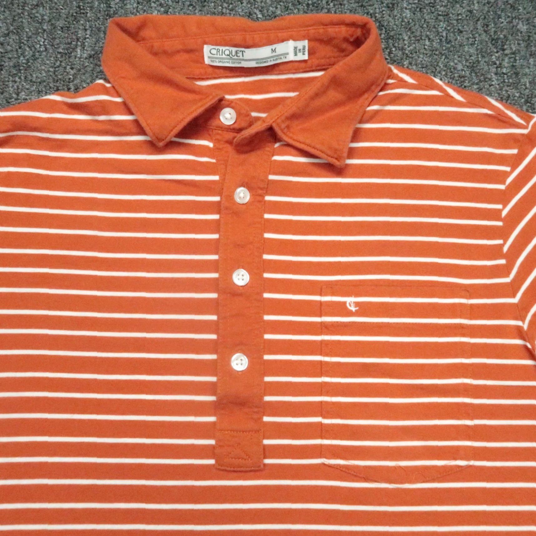 Vintage VINTAGE Criquet Shirt Men Medium Burnt Orange White Striped Players Performance Polo TPC Size US M / EU 48-50 / 2 - 2 Thumbnail