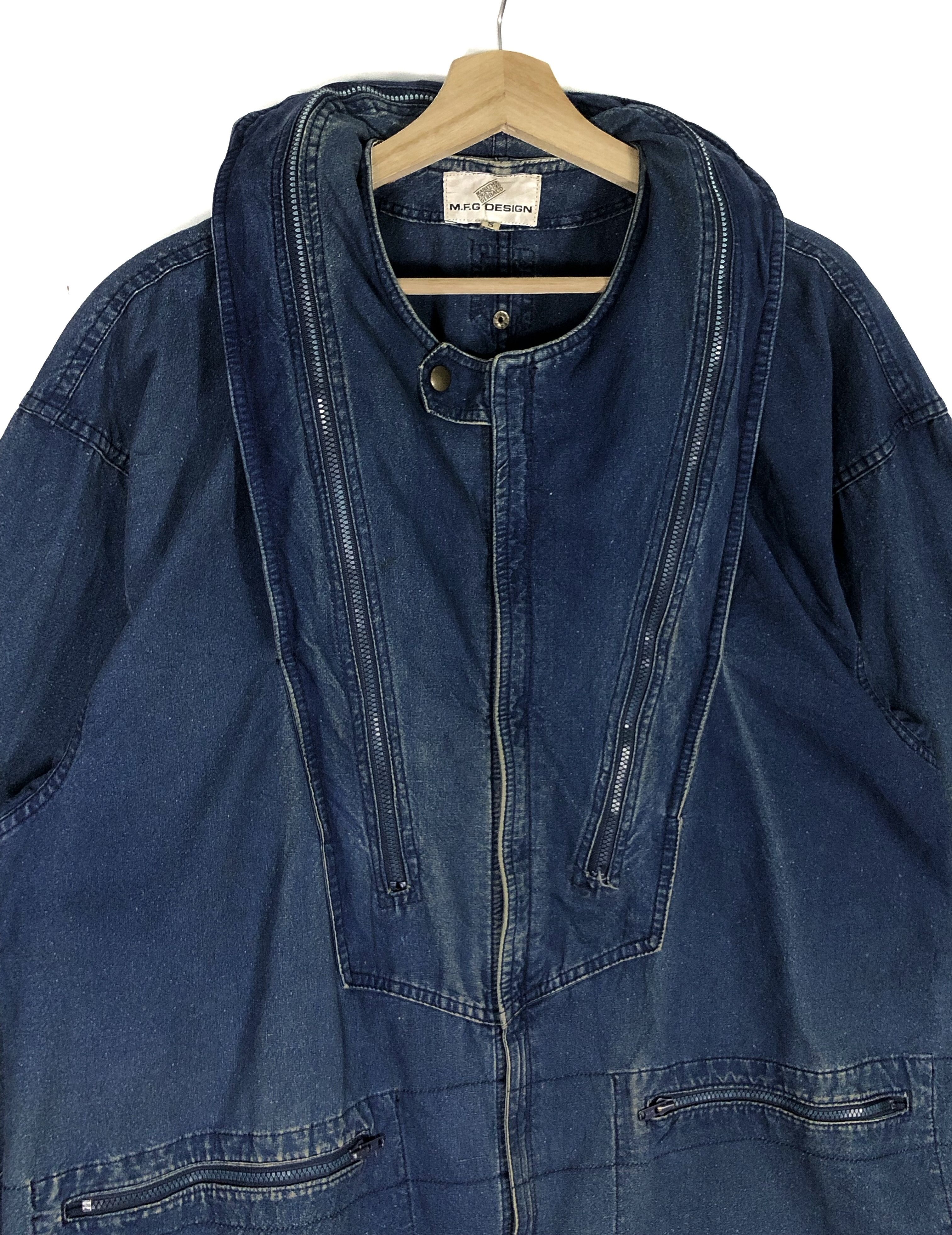 Marithe + Francois Girbaud RARE🔥80’S MFG NUN STYLE DENIM JACKET FLAP ZIP HOOD Size US L / EU 52-54 / 3 - 11 Thumbnail