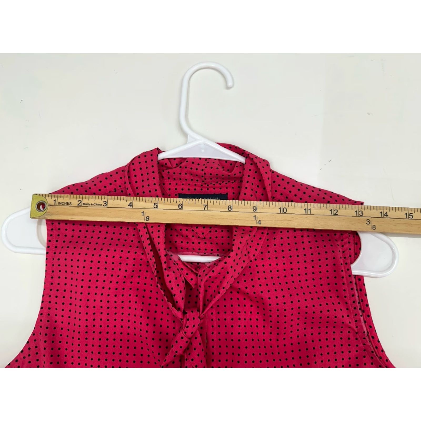 Tommy Hilfiger Tommy Hilfiger Womens Tank Top Button Up Pink Polka Dotted Necktie Size Medium Size M / US 6-8 / IT 42-44 - 7 Thumbnail