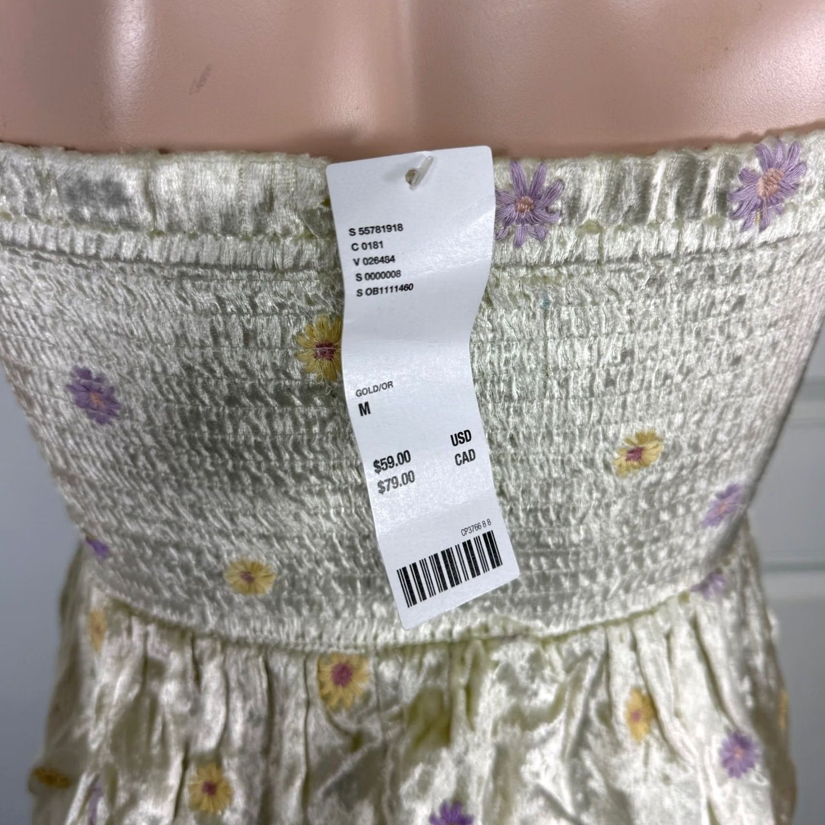 Vintage Kimchi Blue Floral Velvet Embroidered Smocked Tie Shirt M Women's Yellow Size M / US 6-8 / IT 42-44 - 4 Thumbnail