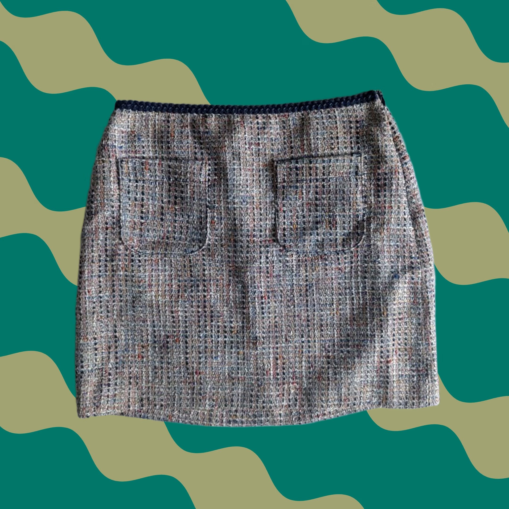 Loft VINTAGE Loft Tweed Skirt Women Size 6 Pockets Navy EUC Size 28" / US 6 / IT 42 - 1 Thumbnail