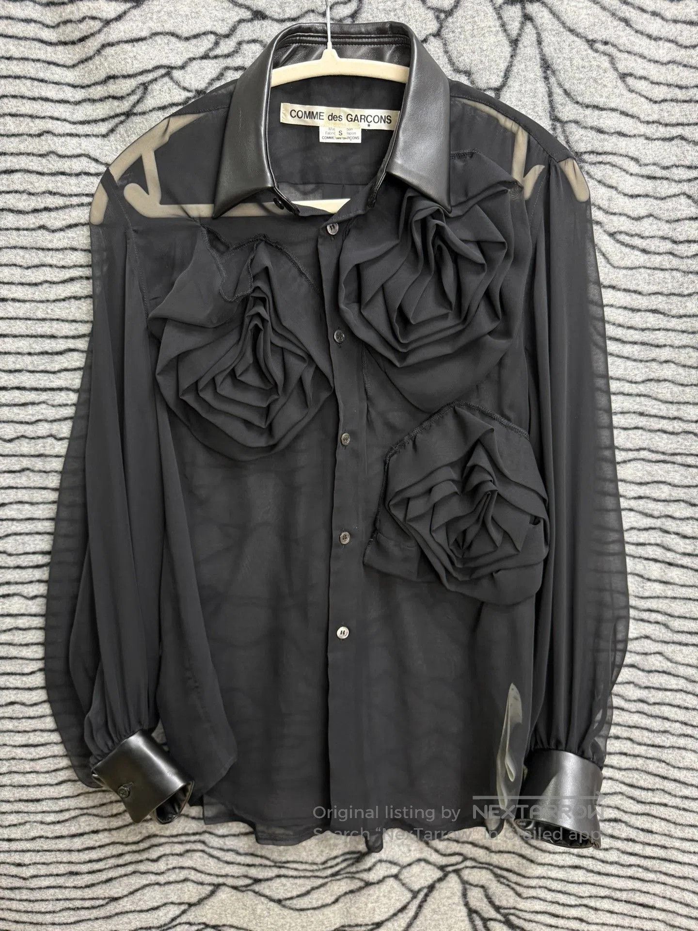 Comme des Garcons Comme des Garcons Rose Mesh Leather Collar Shirt. Size S / US 4 / IT 40 - 1 Thumbnail