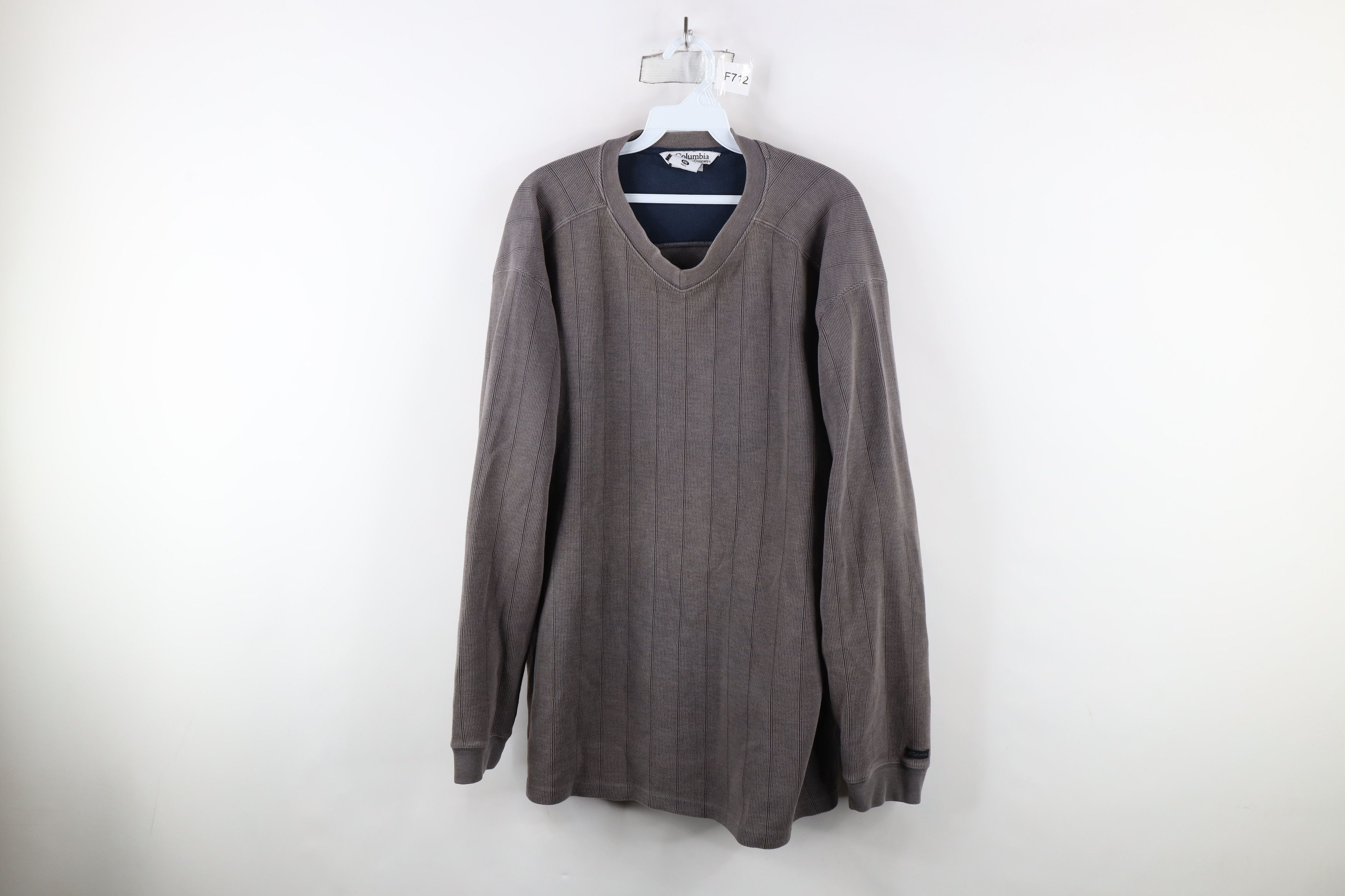 Columbia × Vintage Vintage 90s Columbia Heavyweight Ribbed Knit Sweater Gray Size US XXL / EU 58 / 5 - 1 Thumbnail