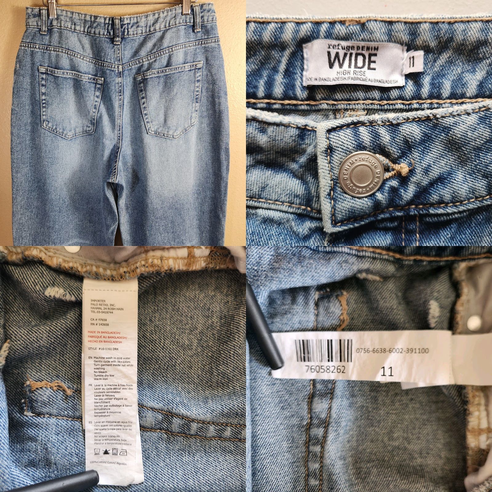 Vintage Refuge Jeans |11| High Rise Wide Leg Medium Wash 100% Cotton Refug​e Womens Jeans Size 32" / US 10 / IT 46 - 8 Thumbnail