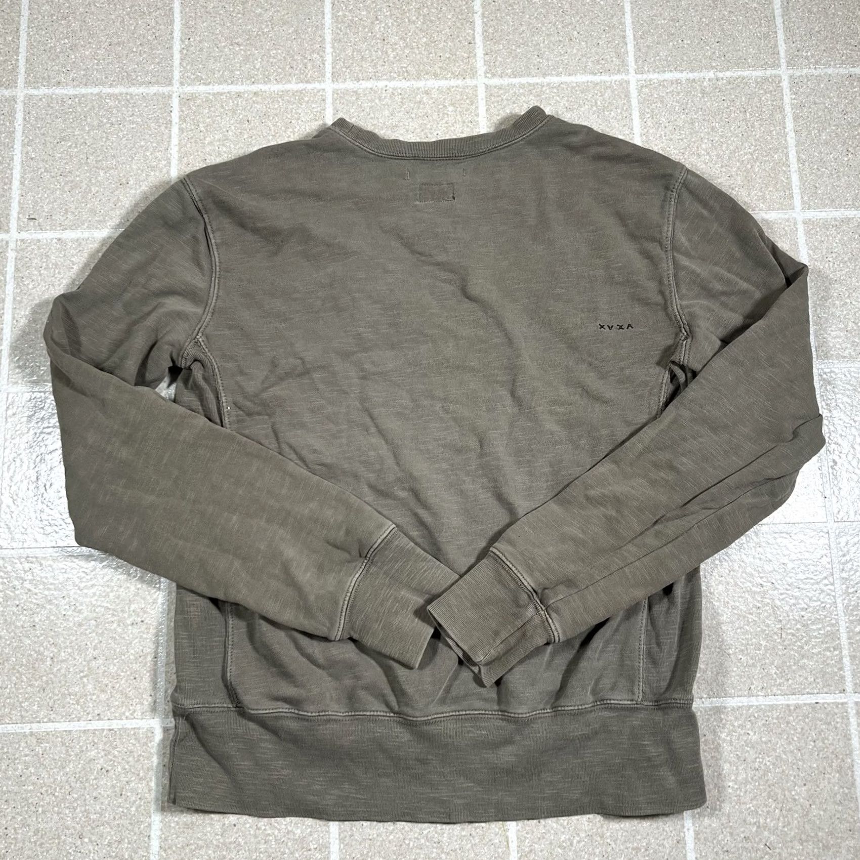 RVCA RVCA Crew Neck Sweater Mens Medium Gray Olive Chest Logo Long Sleeve Size US M / EU 48-50 / 2 - 2 Thumbnail