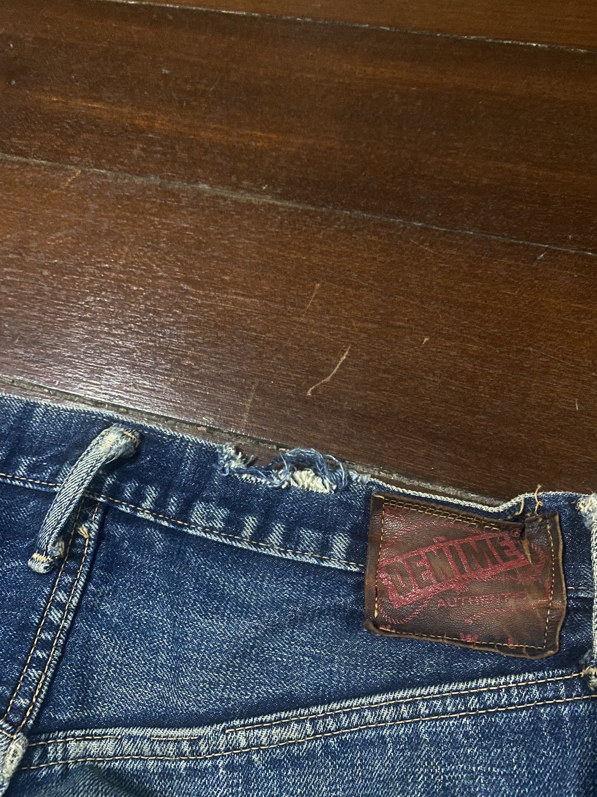 Denime Vintage 90s DENIME Japan Selvedge Distressed patch leather Size US 34 / EU 50 - 22 Thumbnail