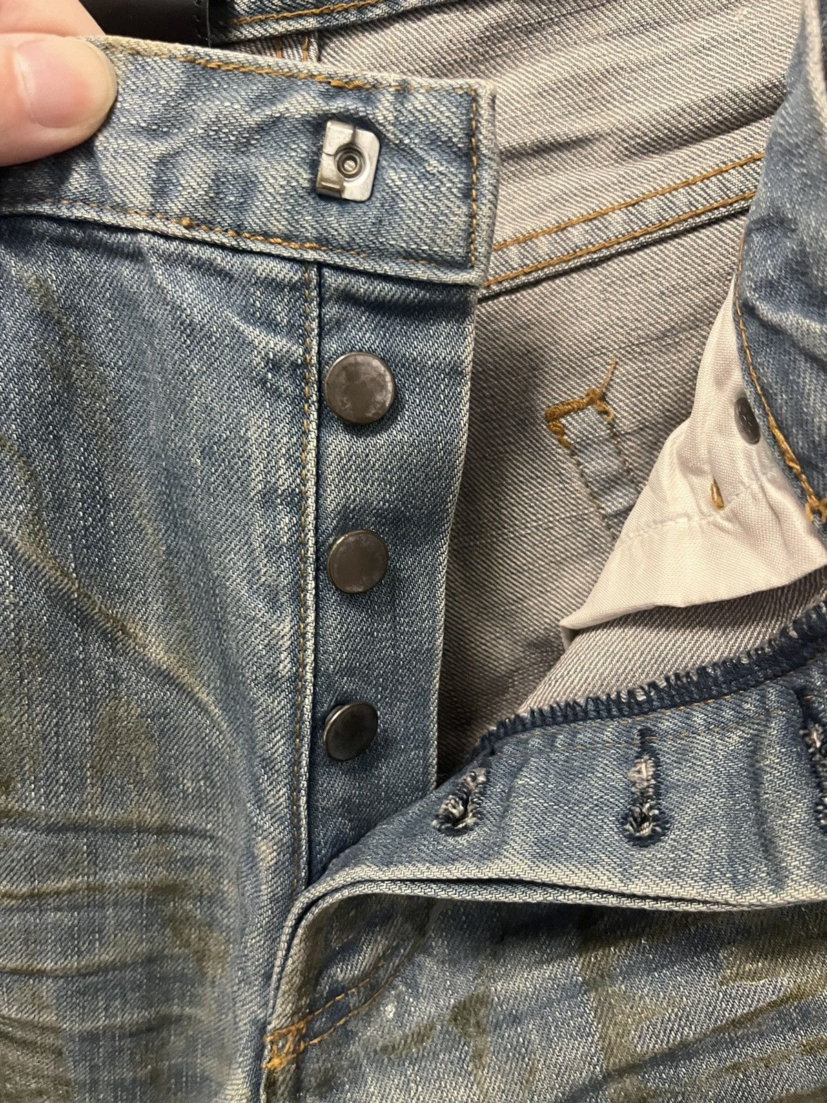 Dior × Hedi Slimane DIOR HOMME LUSTER BLEU CLAIR WAXED DENIM - SS04 "STRIP" Size US 30 / EU 46 - 5 Thumbnail