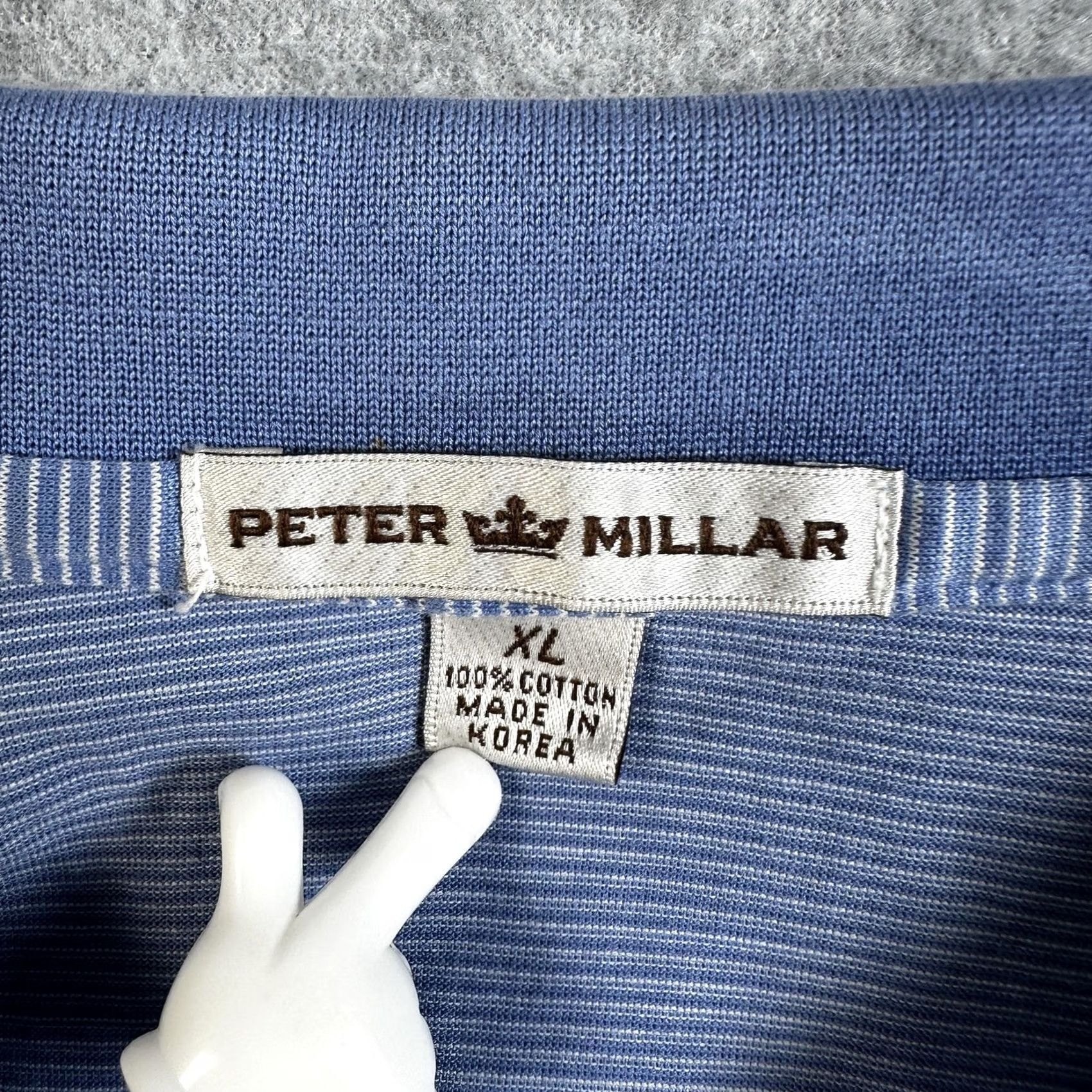 Peter Millar Vintage Peter Millar Polo Shirt Mens XL Blue Stripe Cotton Long Sleeve 90s Size US XL / EU 56 / 4 - 2 Thumbnail