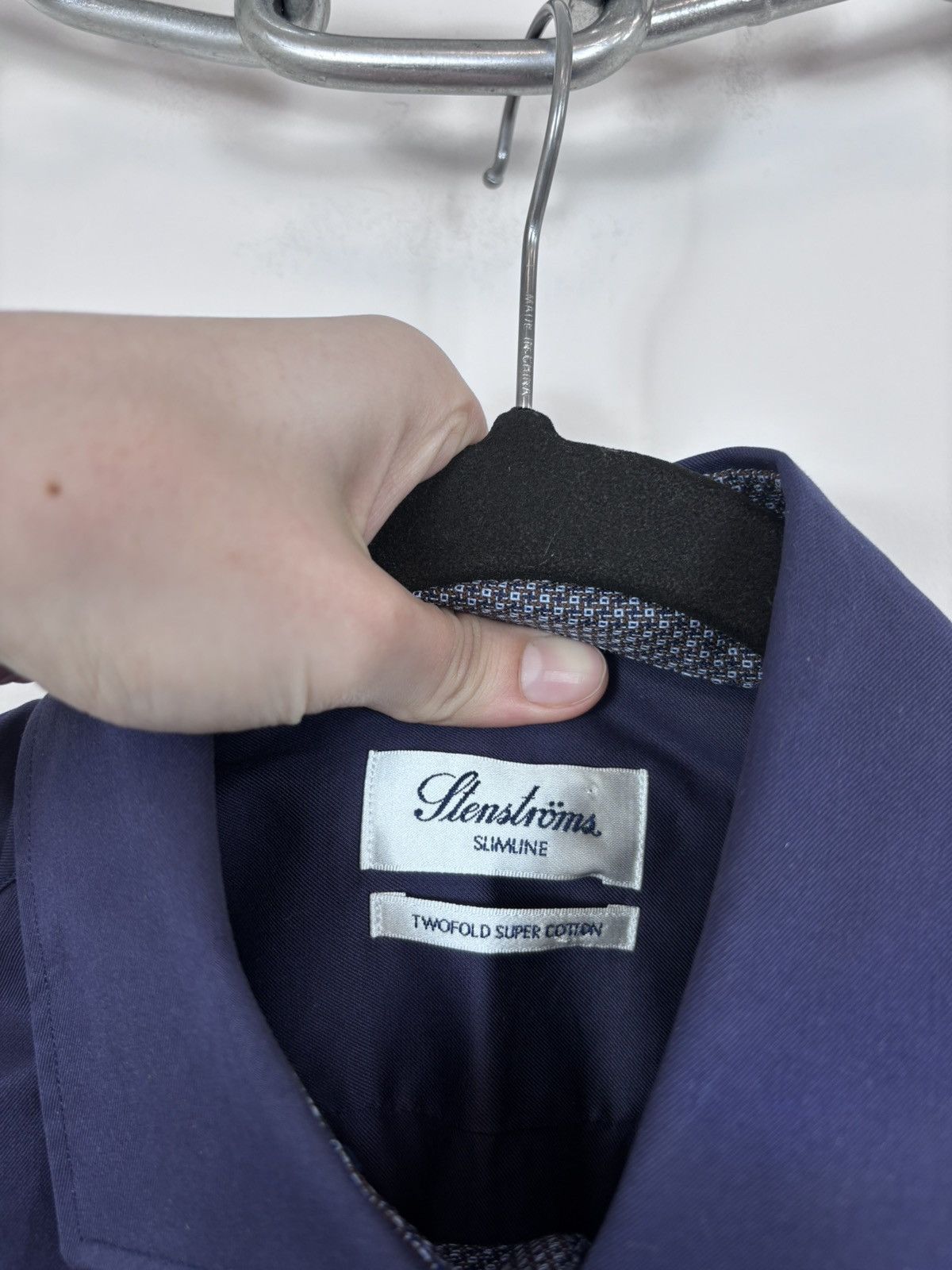 Strenstroms Stenstroms Men’s Slimline Navy Blue Dress Button Up Shirt Size US M / EU 48-50 / 2 - 7 Thumbnail