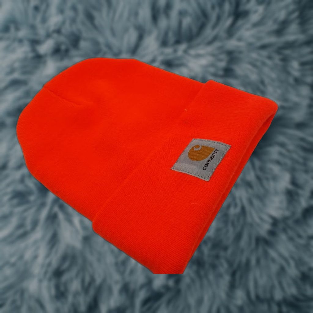 Carhartt Carhartt Beanie Cuffed Logo One Size Orange 100% Acrylic Winter Head Cap Work Men L Orange Beanie Matted? Size ONE SIZE - 1 Thumbnail