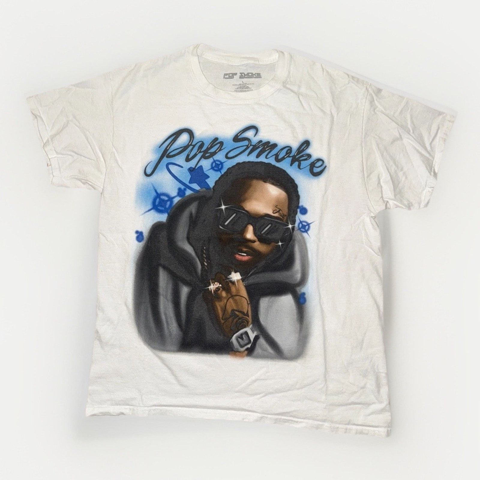 Band Tees × Vintage Pop Smoke Tribute Airbrush T-Shirt L 21x27 Hip Hop Rap Tee Size US L / EU 52-54 / 3 - 1 Thumbnail