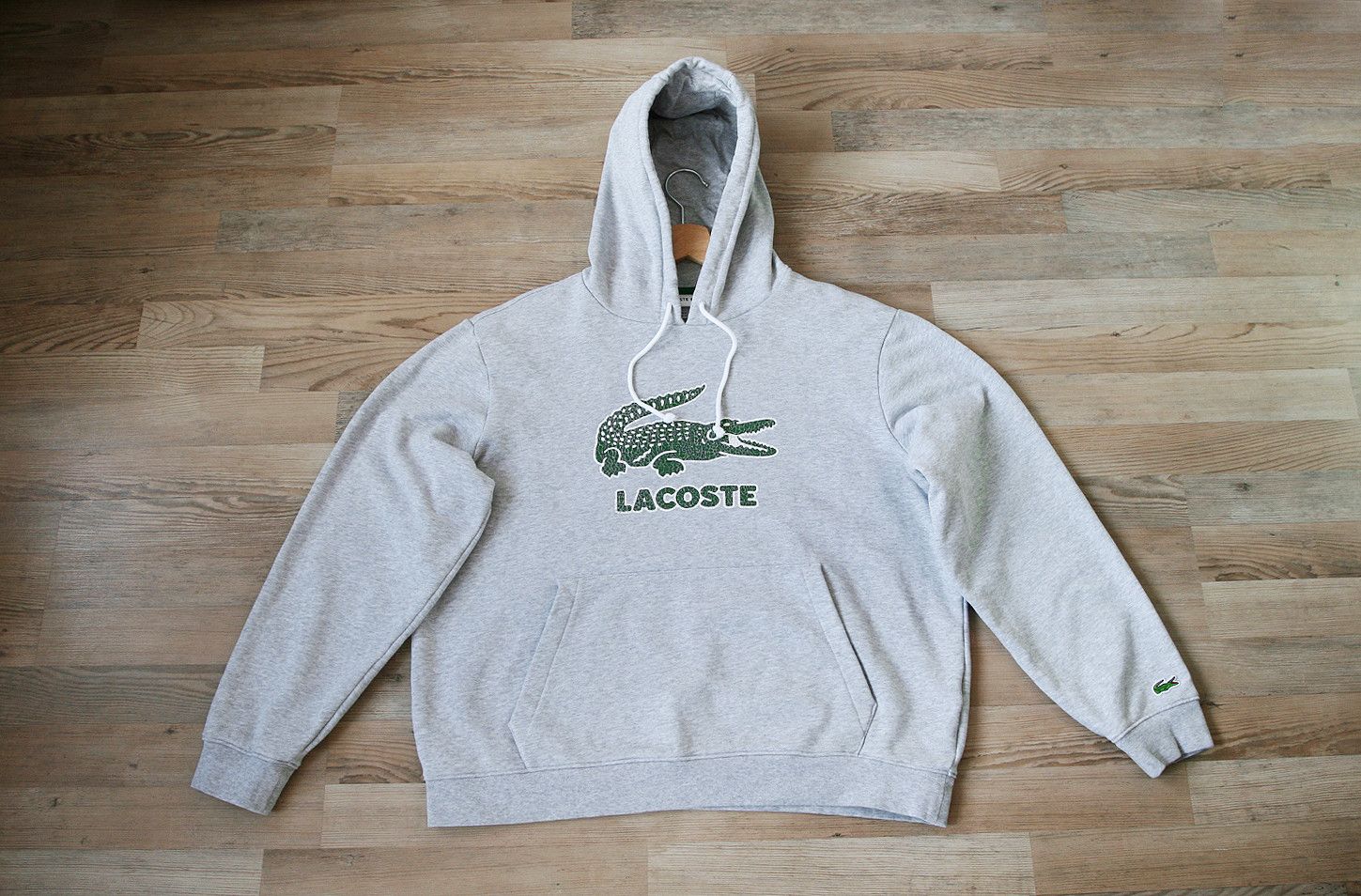 Lacoste Lacoste Boxy Fit Gray Croc Hoodie Big Green Logo 6 XL Size US XL / EU 56 / 4 - 1 Thumbnail