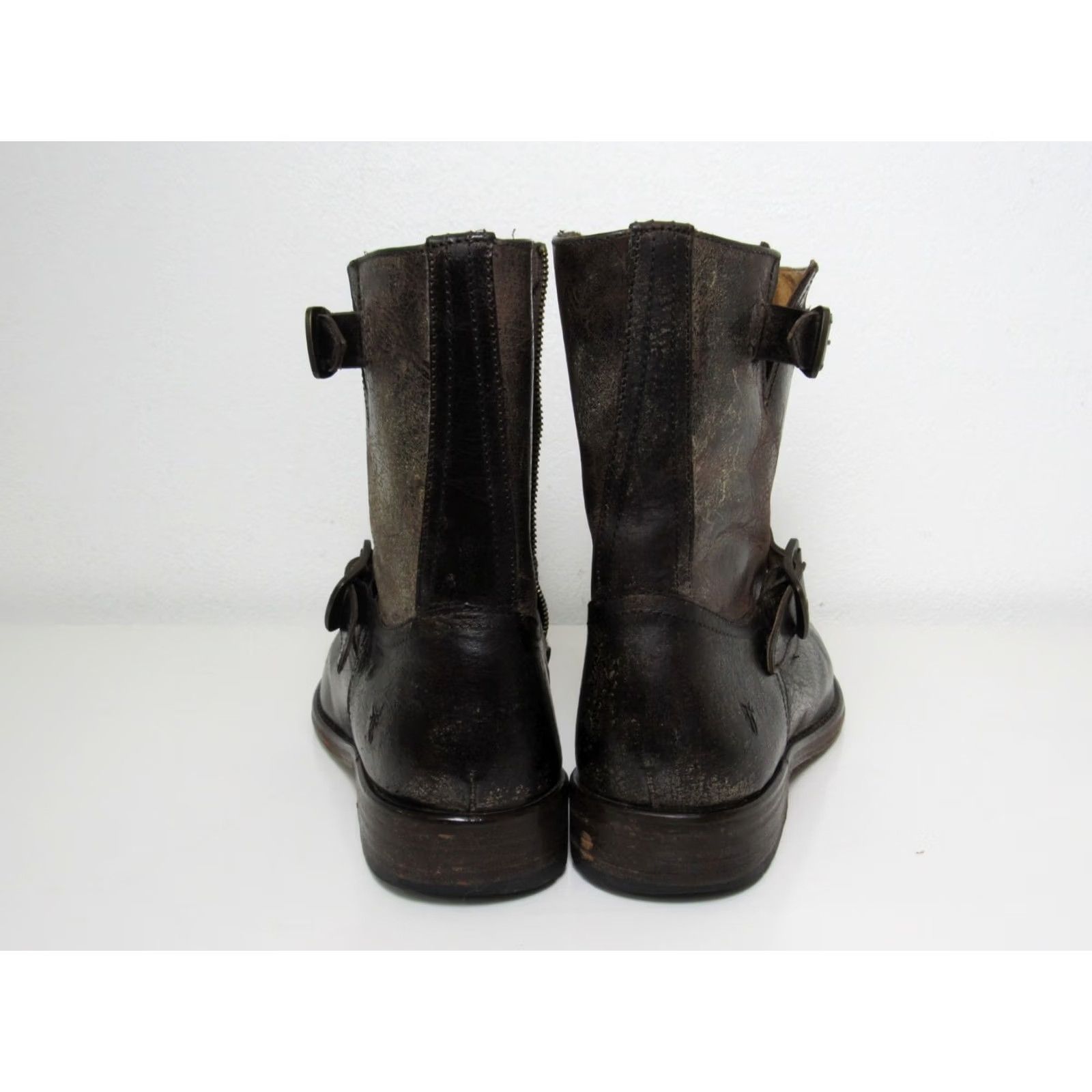 Frye FRYE Men's Brown Leather Motorcycle Boots 10.5 D Biker Size US 10 / EU 43 - 3 Thumbnail