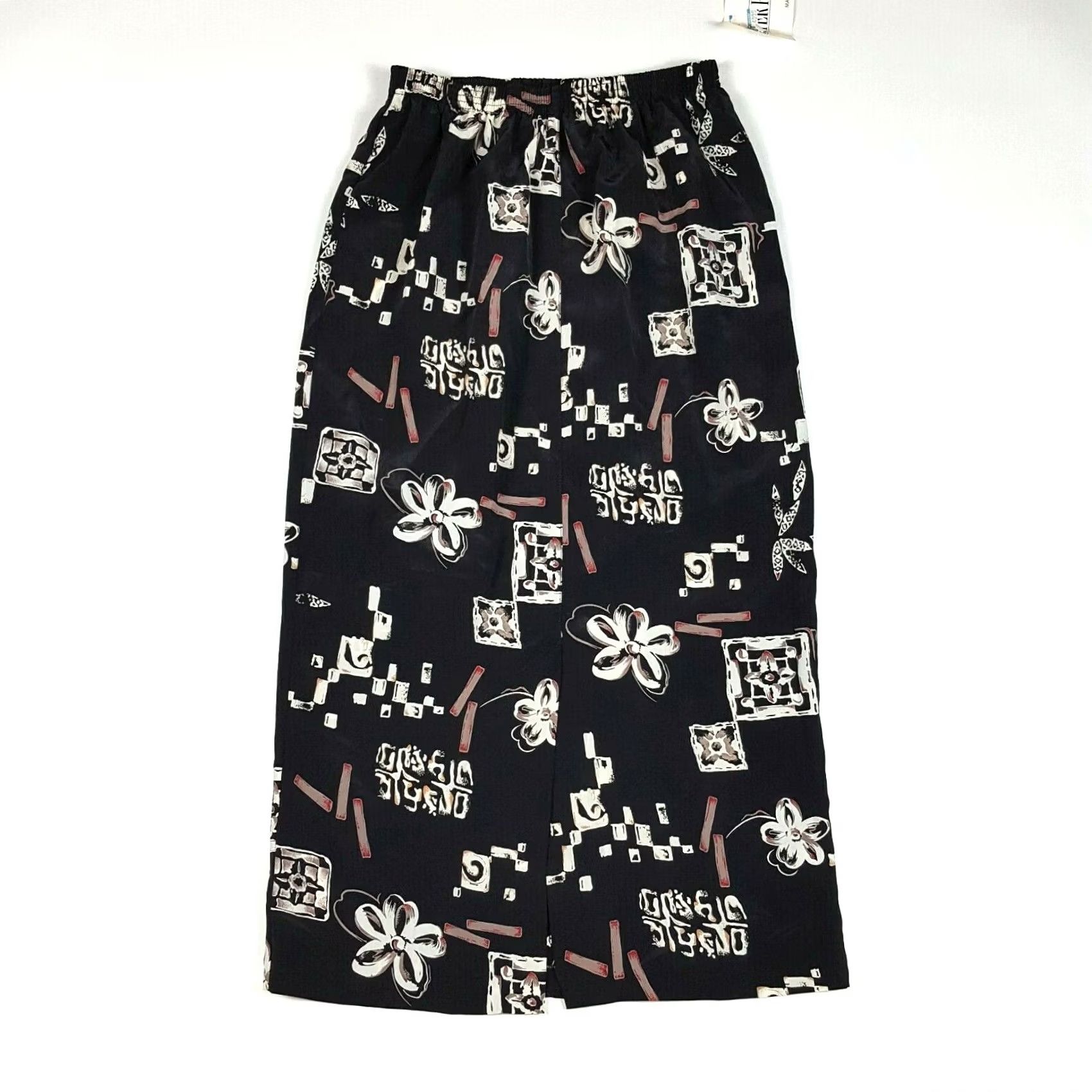 Vintage VINTAGE Black Flower Womens Size S Floral Long Straight Pencil Skirt 80s Retro Nature Skirt Mens Womens Size 28" / US 6 / IT 42 - 2 Thumbnail