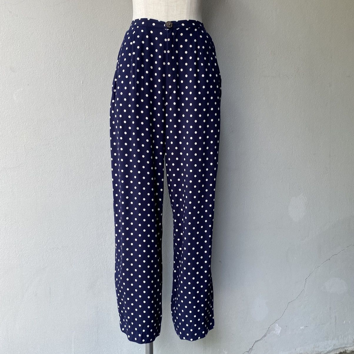 Zucca ZUCCA Navy Polka Dot Pants with Smocked Back Size 25" / US 0 / IT 36 - 22 Thumbnail