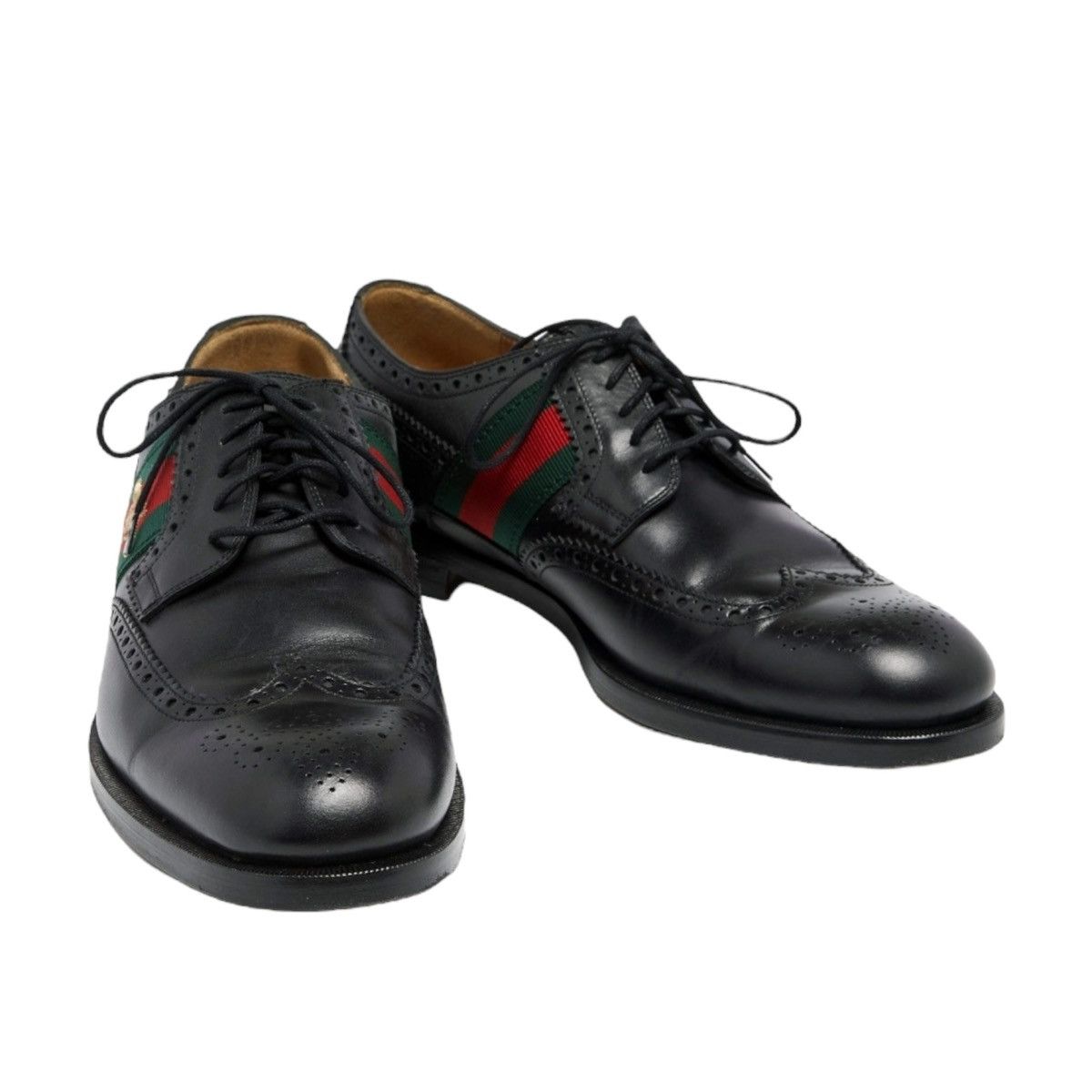 Gucci Gucci Black Brogue Leather Bee Web Derby Size 44 Size US 11 / EU 44 - 4 Thumbnail