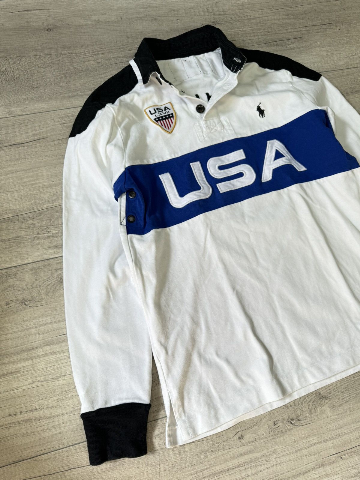 Polo Ralph Lauren Ralph Lauren Long Sleeve Polo USA Spell Out Big Logo Rare Size US M / EU 48-50 / 2 - 2 Thumbnail