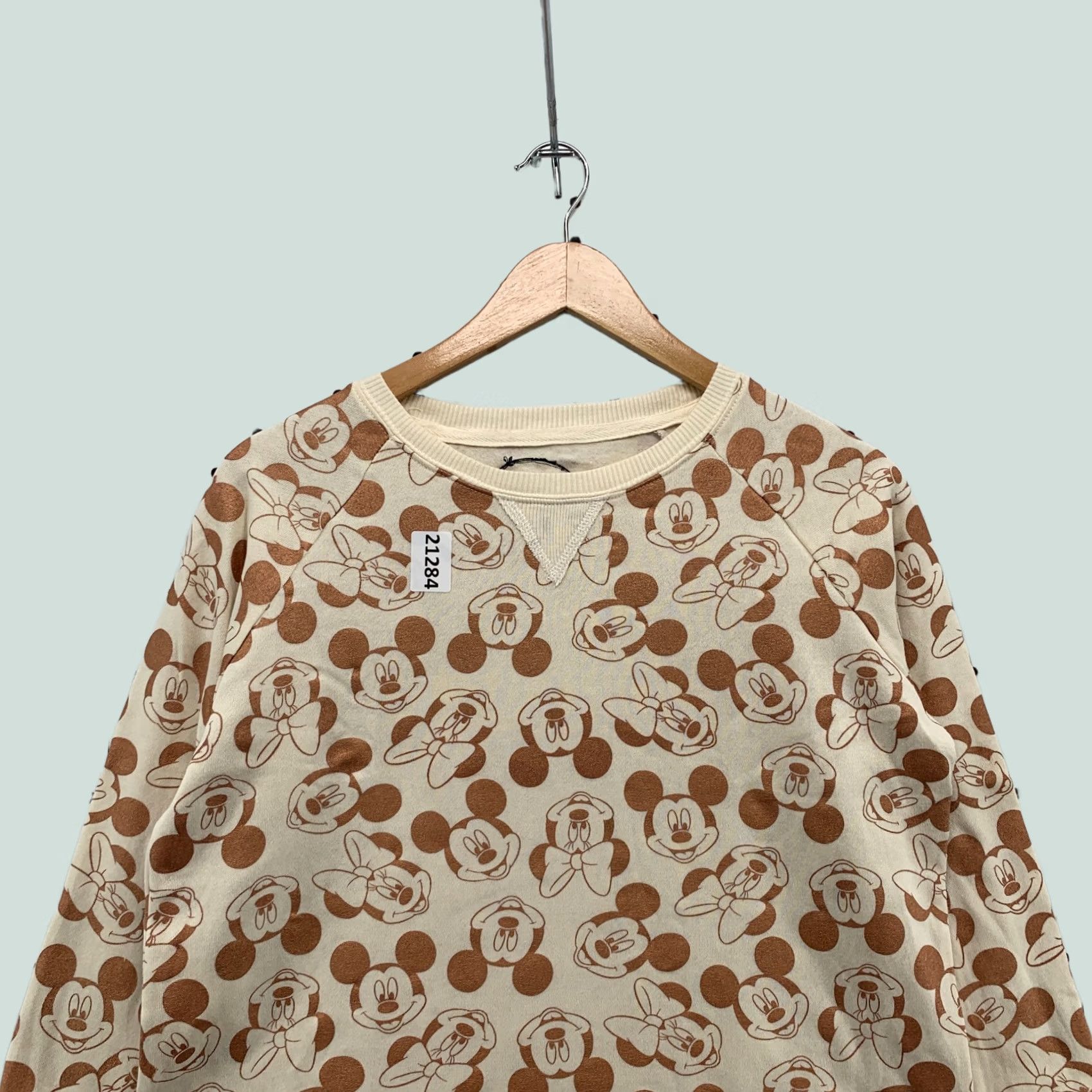 Disney Disney Mickey Mouse Shirt Womens Large Beige Long Sleeve All Over Print 20X26 Size L / US 10 / IT 46 - 1 Thumbnail
