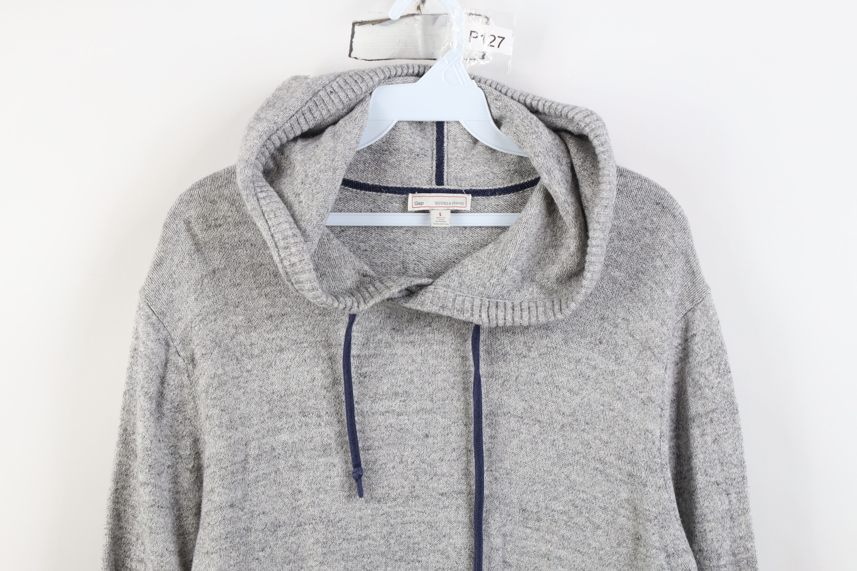 Gap Vintage Y2K Gap Jersey Knit Hoodie Sweater Heather Gray Size US L / EU 52-54 / 3 - 2 Thumbnail