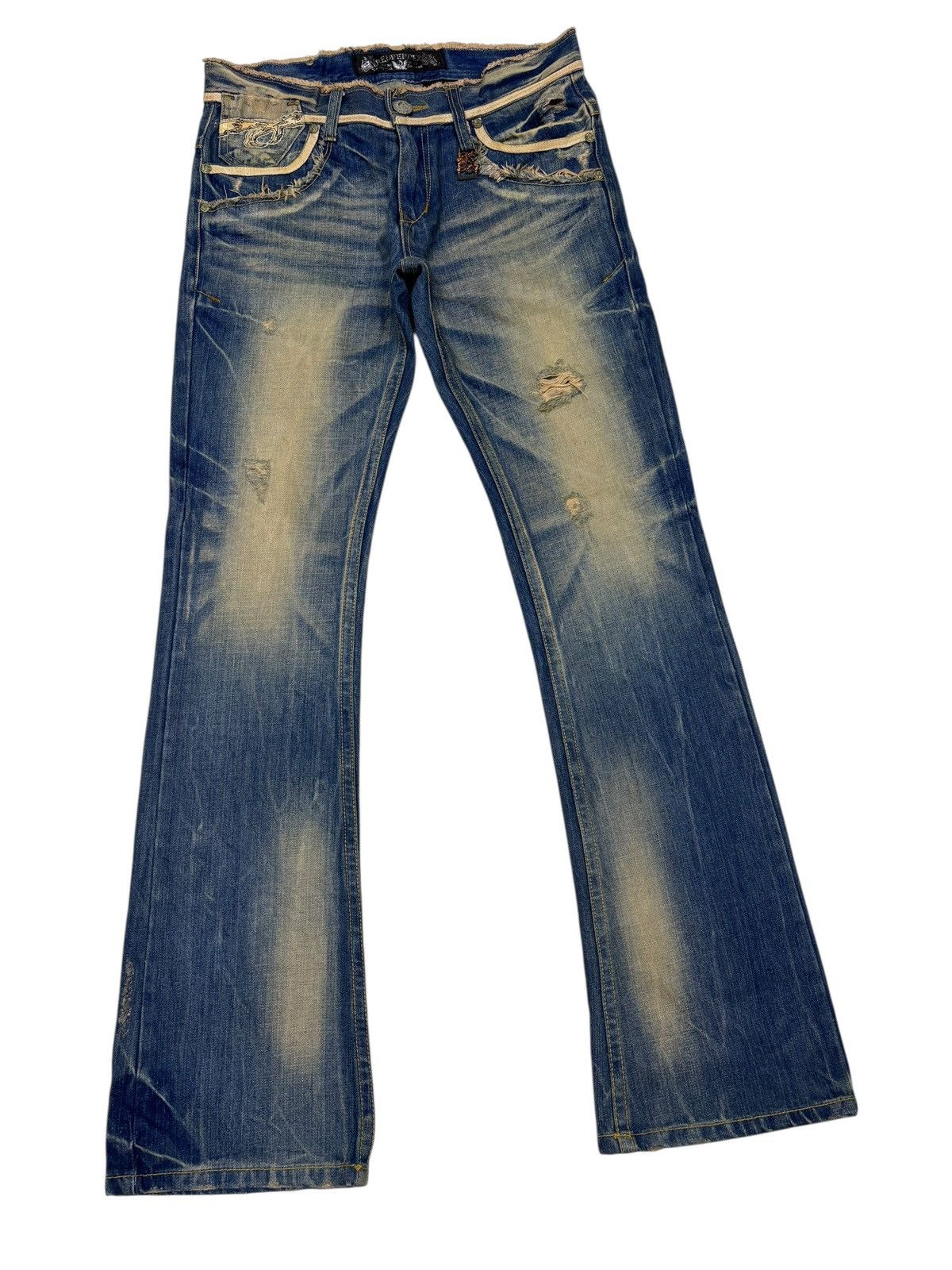 If Six Was Nine 🔥RED PEPPER Rusty Mud Wash Flared Jean Distressed Denim Size US 32 / EU 48 - 7 Thumbnail