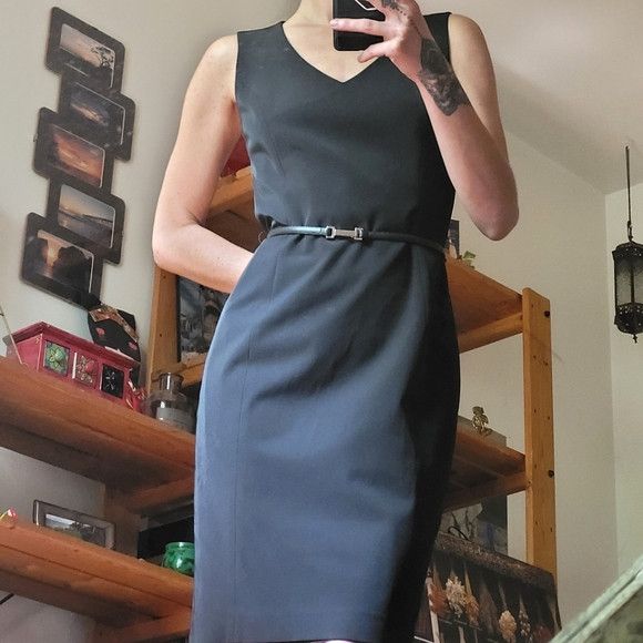 Holt Renfrew Holt Renfrew Vintage Black Dress With Leather Belt - Size 4 Size S / US 4 / IT 40 - 1 Thumbnail
