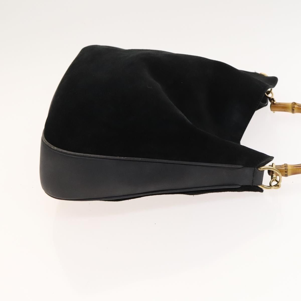 Gucci GUCCI Bamboo Hand Bag Suede Black Gold 001 1014 001 1014 Size ONE SIZE - 4 Thumbnail