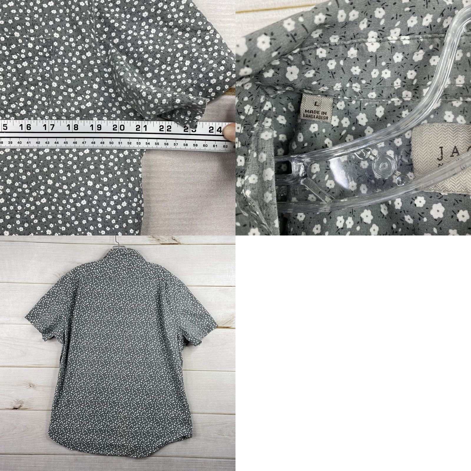 Sea New York JACHS New York Shirt Mens M Blue Floral Print Short Sleeve Button-Down Stretch Size US M / EU 48-50 / 2 - 8 Thumbnail