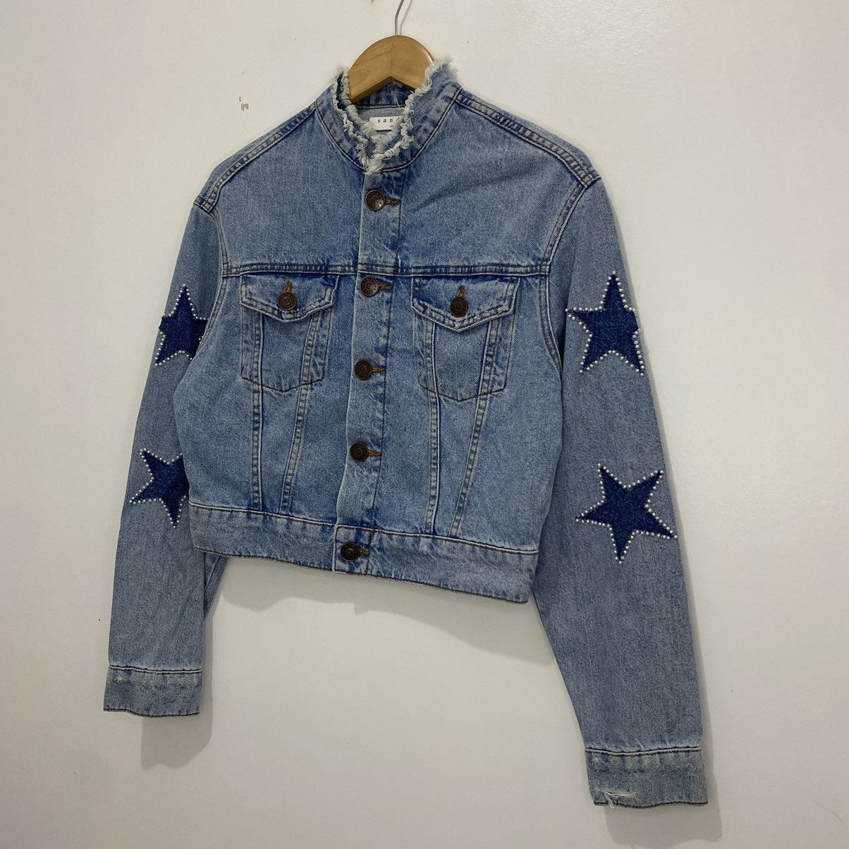 Sandro Sando Liverpool Short Star Denim Jacket Size XS / US 0-2 / IT 36-38 - 3 Thumbnail