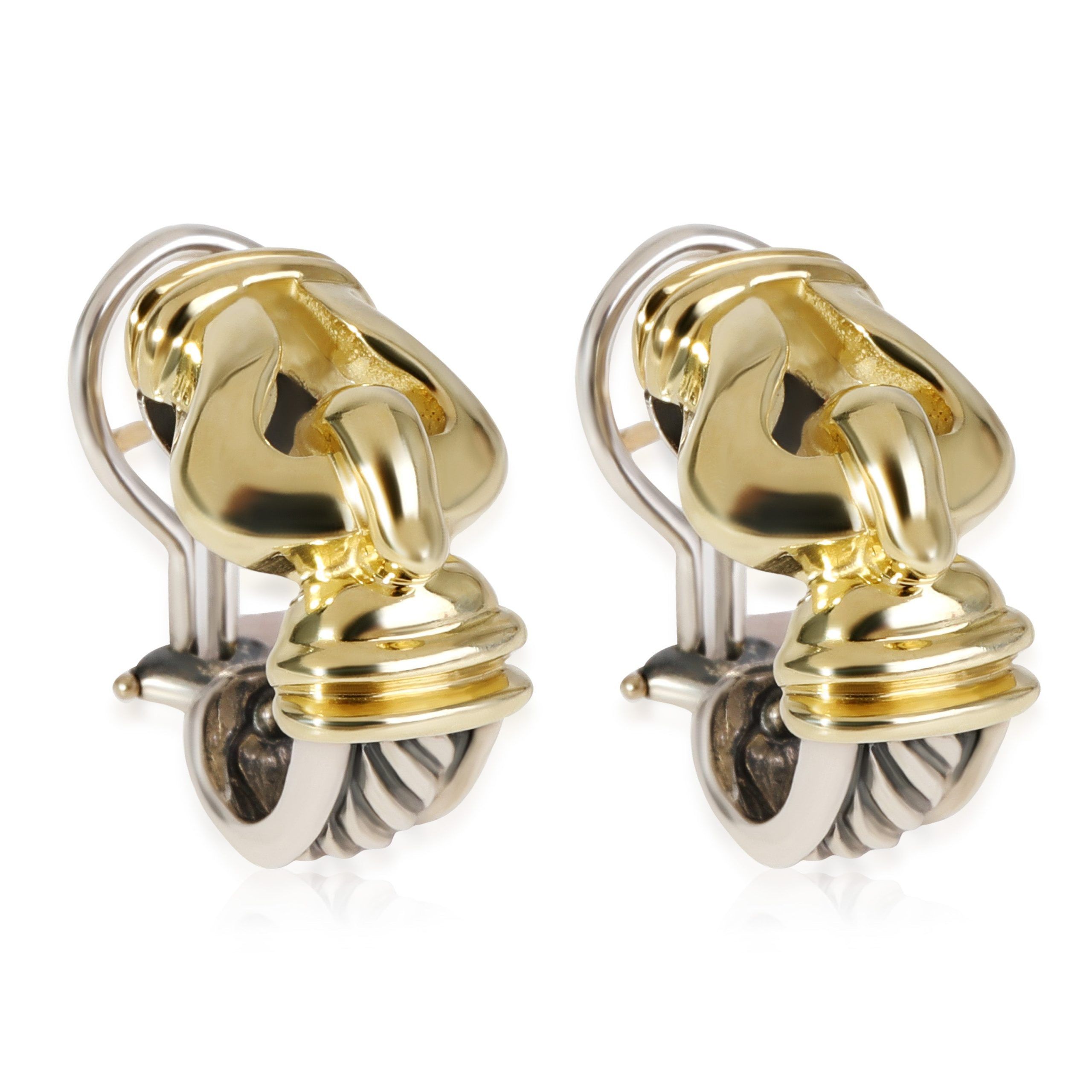 image of David Yurman Buckle Earrings In 14K Yellow Gold/sterling Silver, Women's