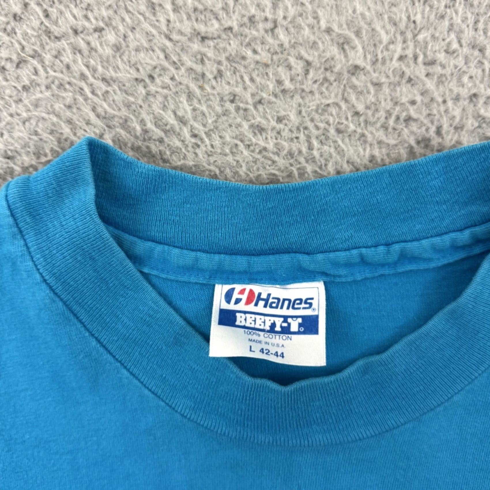 Hanes VINTAGE Laurie Lewis Grant Street Shirt Mens Medium Blue 80s Berkeley California Size US M / EU 48-50 / 2 - 6 Thumbnail