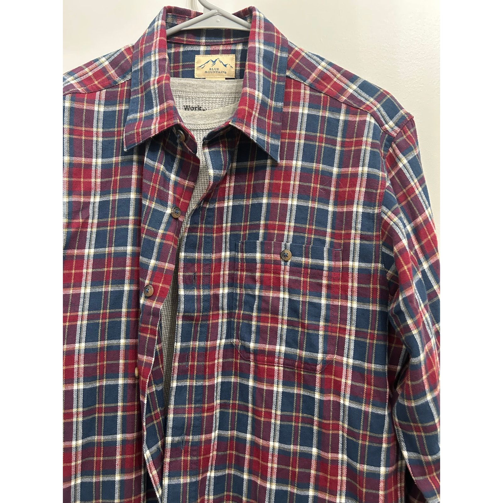 Other Blue Mountain Mens Medium Red Navy Plaid Flannel Shirt LS Size US M / EU 48-50 / 2 - 3 Thumbnail
