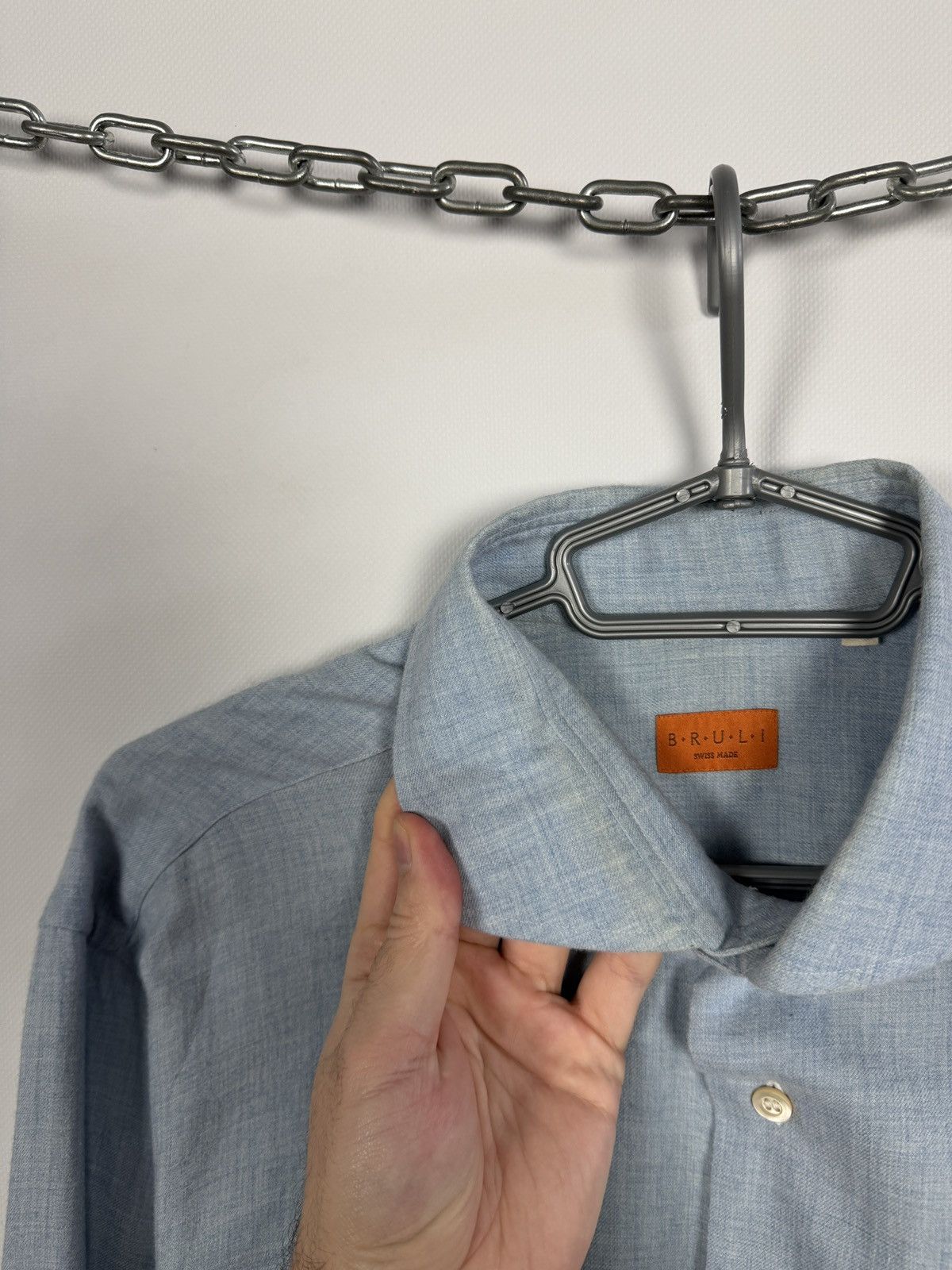 Other BRULI Swiss Made Long Sleeve Shirt Button Up Cotton / Wool Size US XL / EU 56 / 4 - 14 Thumbnail